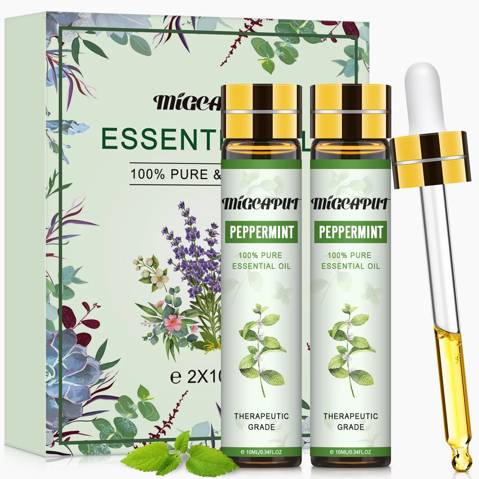 Olejek Eteryczny z Mięty Pieprzowej 100% Naturalny 2 x 10ML Zestaw do Aromaterapii