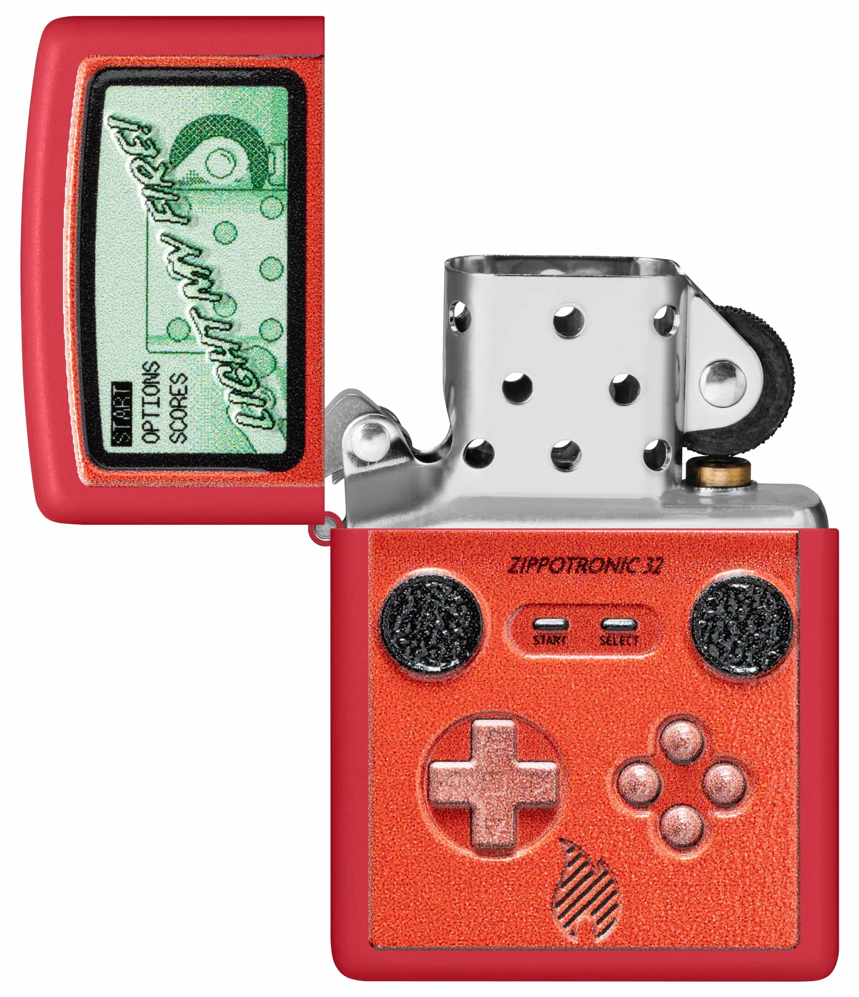 Zippo Retro Zapalniczka Sztormowa, Teksturowany Nadruk, do Napełniania, Wielokrotnego Użytku, Wiatroodporna Konstrukcja, Pudełko na Prezent, Wykonano w USA, Czerwony Matowy (Red Matte)