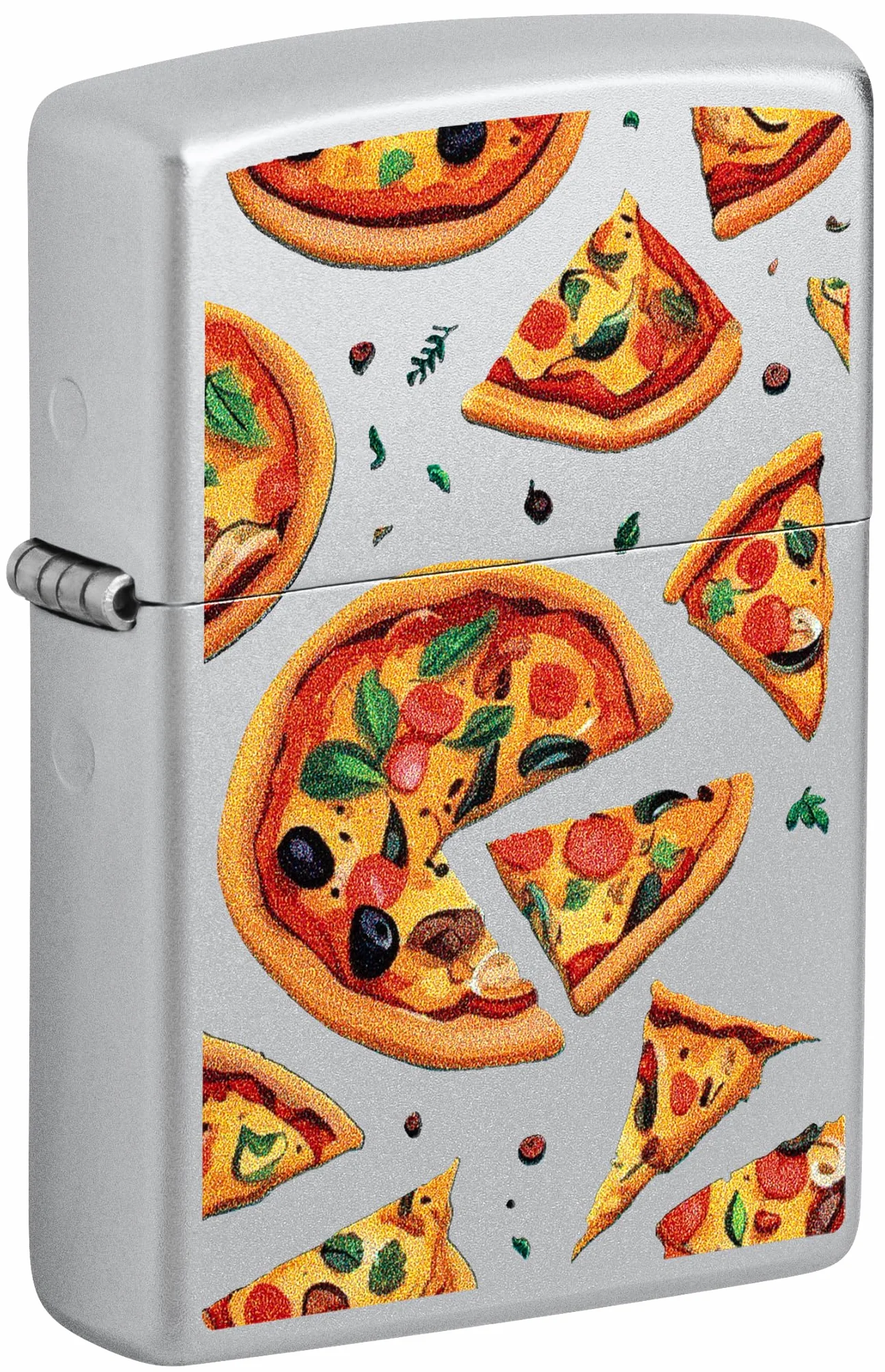 Zippo Pizza Zapalniczka Sztormowa, Wielokrotnego Użytku, Wiatroodporna, Satynowy Chrom, Pudełko na Prezent
