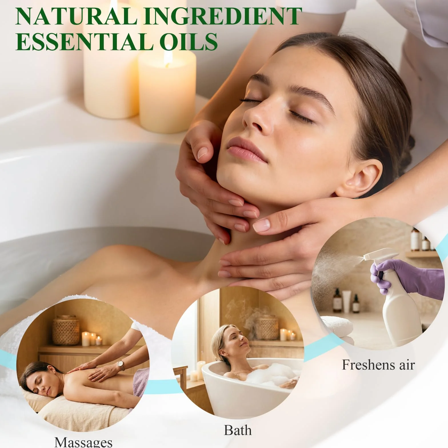 Olejki Eteryczne 6x10ml Zestaw do Dyfuzora, Naturalne Aromaterapia, Lawenda Eukaliptus Drzewo Herbaciane Mięta Pomarańcza Trawa Cytrynowa, Relaks Spa Dom Prezent