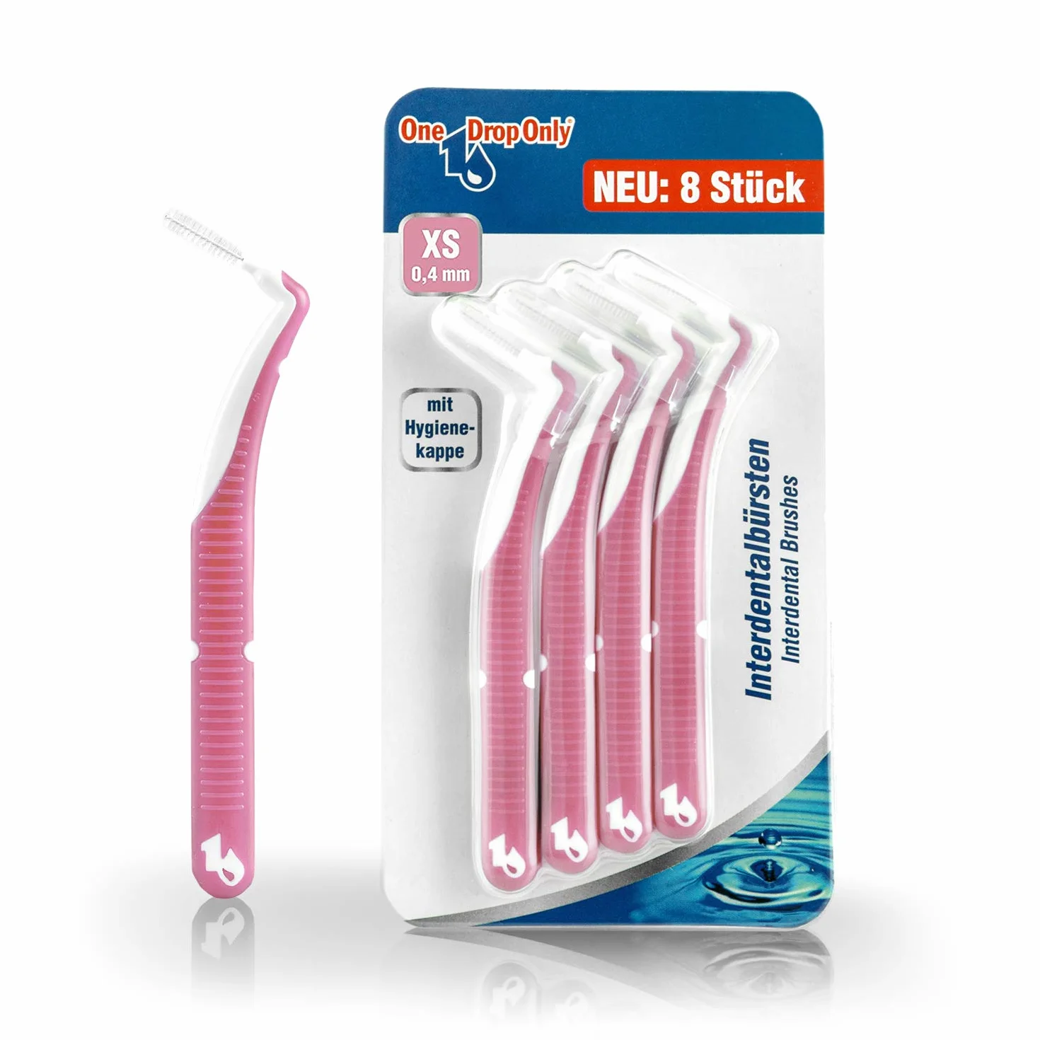 One Drop Only® - 8 sztuk szczotek międzyzębowych w blistrze 0,4 mm (rozmiar XS) / szczotka międzyzębowa do czyszczenia zębów międzyzębowych/najlepsza higiena jamy ustnej dzięki szczoteczkom
