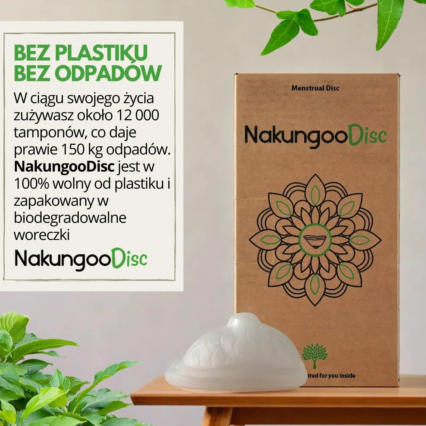 NAKUNGOO Disc Dysk Menstruacyjny Miękki, 100% Silikon Medyczny, Wielokrotnego Użytku, do Stosunków Seksualnych | Zestaw 2 Rozmiary (S i L), na Obfity i Lekki Przepływ, ze Sterylizatorem i Akcesoriami