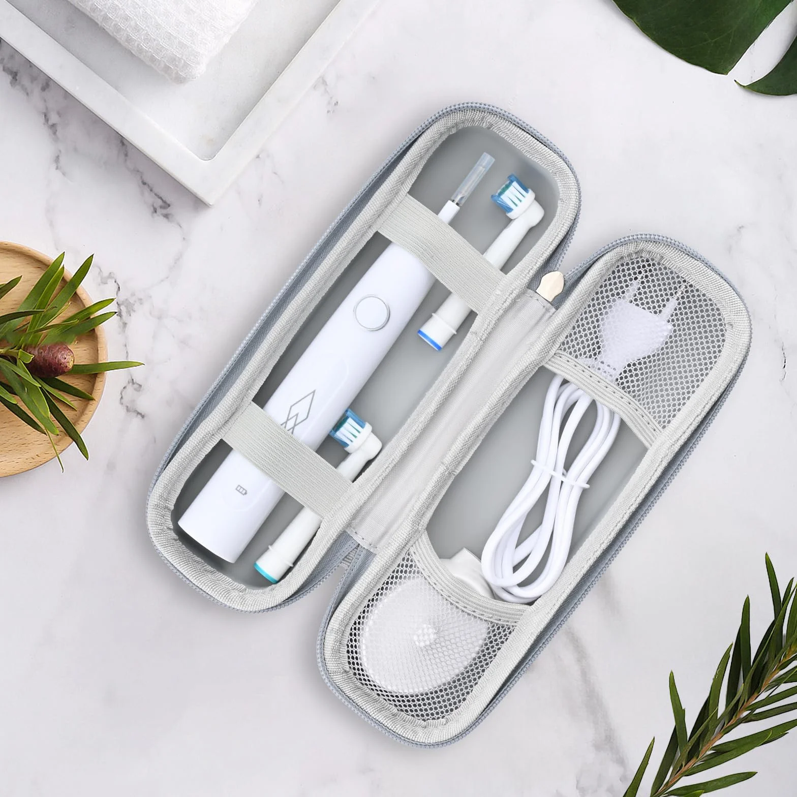 Etui Podróżne na Szczoteczkę Elektryczną do Oral B iO/Pro i Philips Sonicare, Twarde Przenośne Etui, 2 Sztuki, Czarny + Różowe Złoto