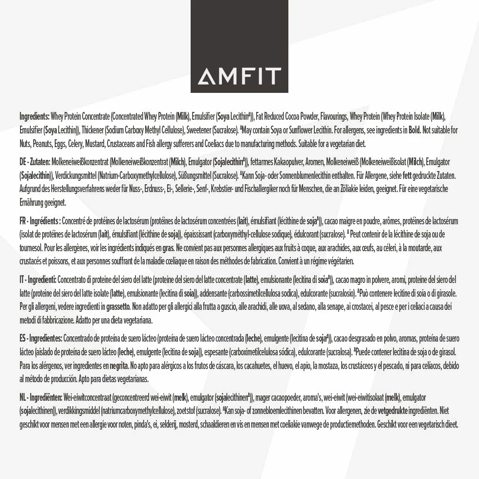Marka Amfit Nutrition Amfit Nutrition Białko serwatkowe w proszku, orzech laskowy i czekoladowy, 33 porcje, 1 kg (1 sztuka)