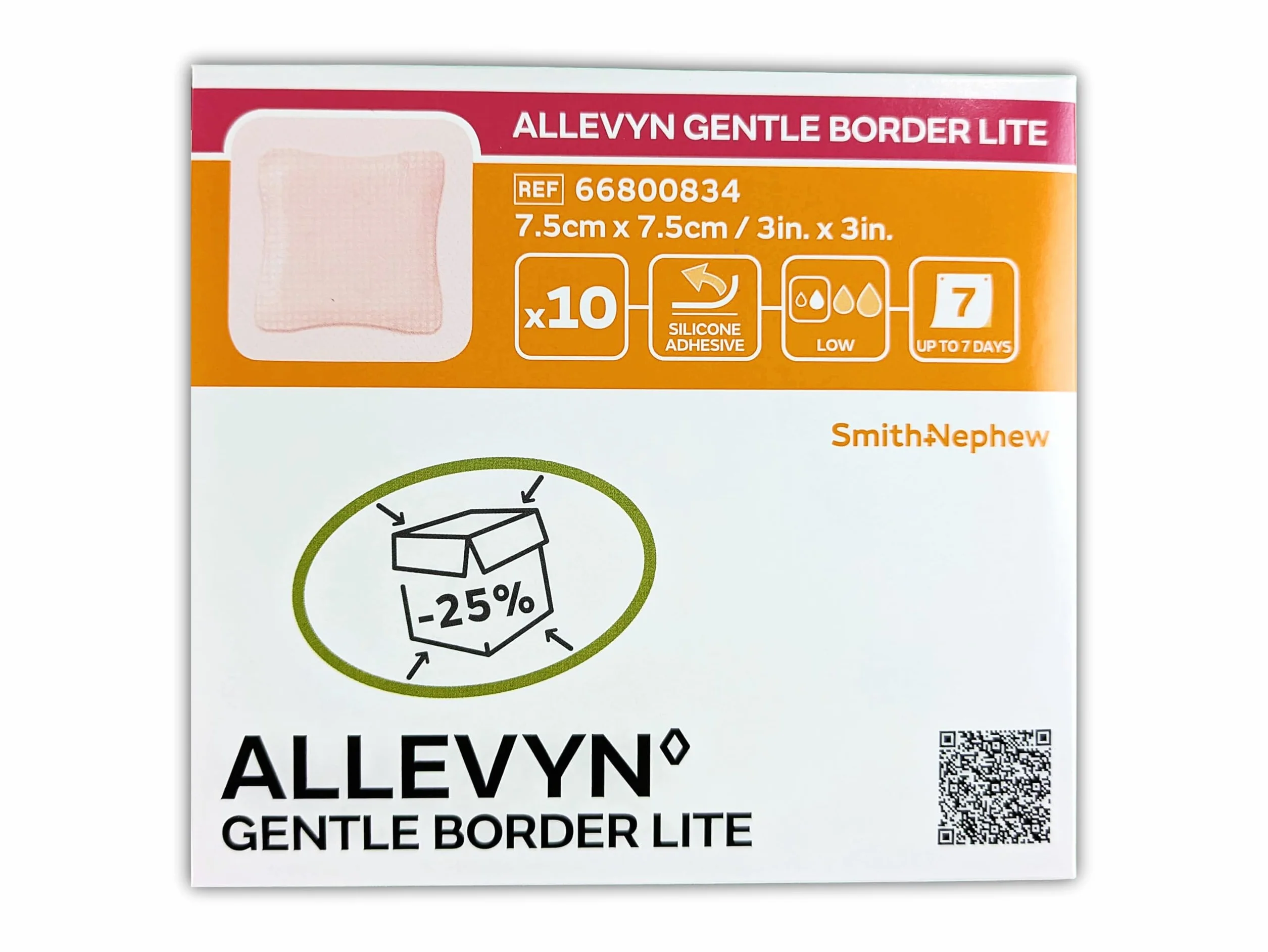 Smith & Nephew 99XX0367 Allevyn delikatny opatrunek obramowania, 7,5 cm x 7,5 cm, 10 sztuk