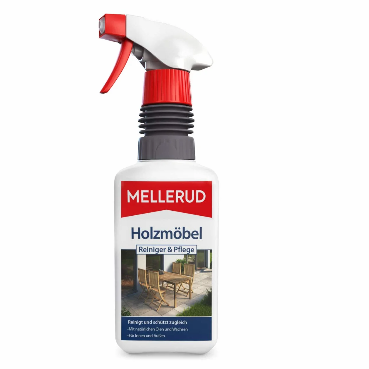 MELLERUD Środek do czyszczenia i pielęgnacji mebli drewnianych | 1 x 0,5 l | silny środek przeciwko zabrudzeniom na mniejszych powierzchniach drewnianych wewnątrz i na zewnątrz
