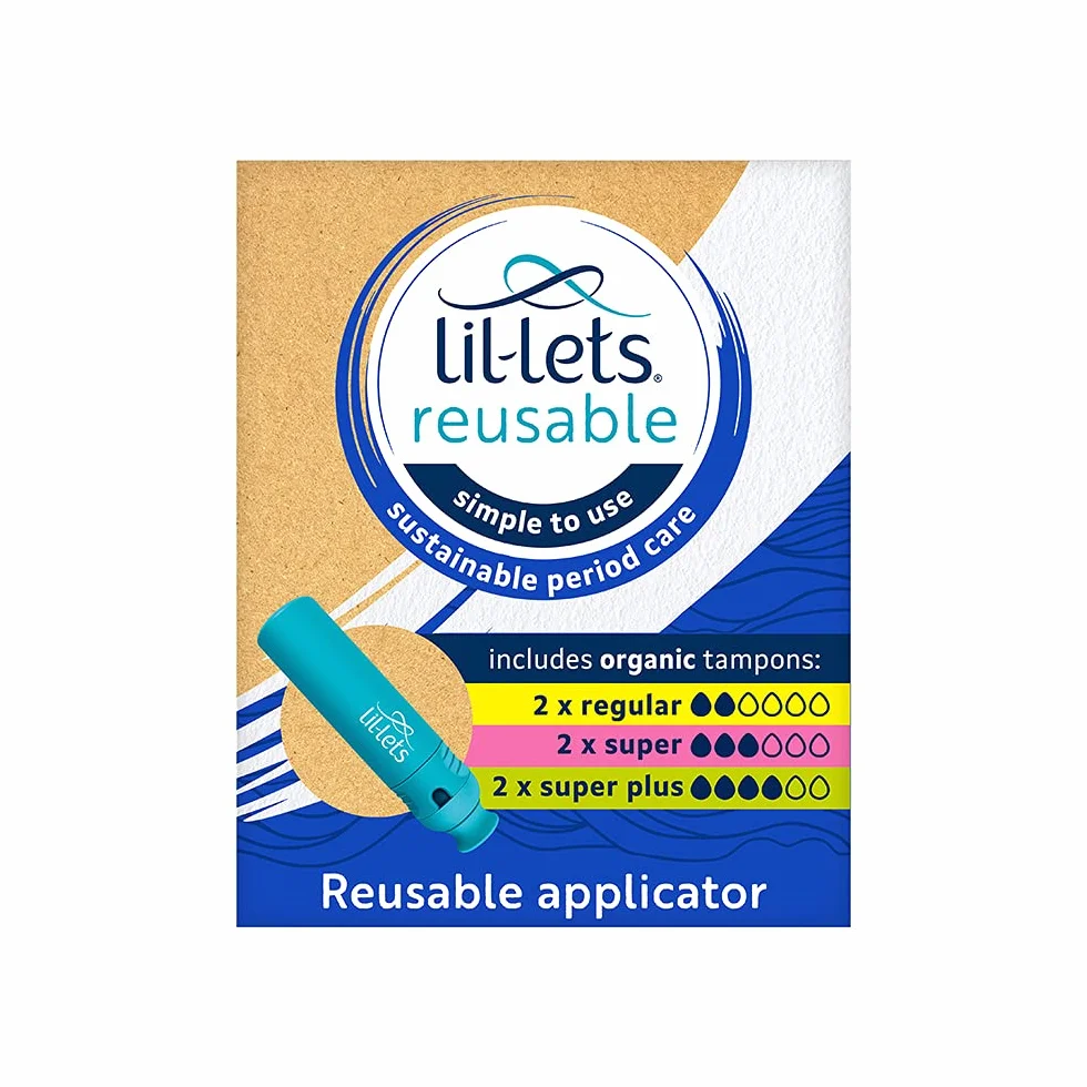 Lil-Lets Wielokrotnego użytku aplikator tamponu sprzedawane z 6 organicznymi tamponami liliowymi