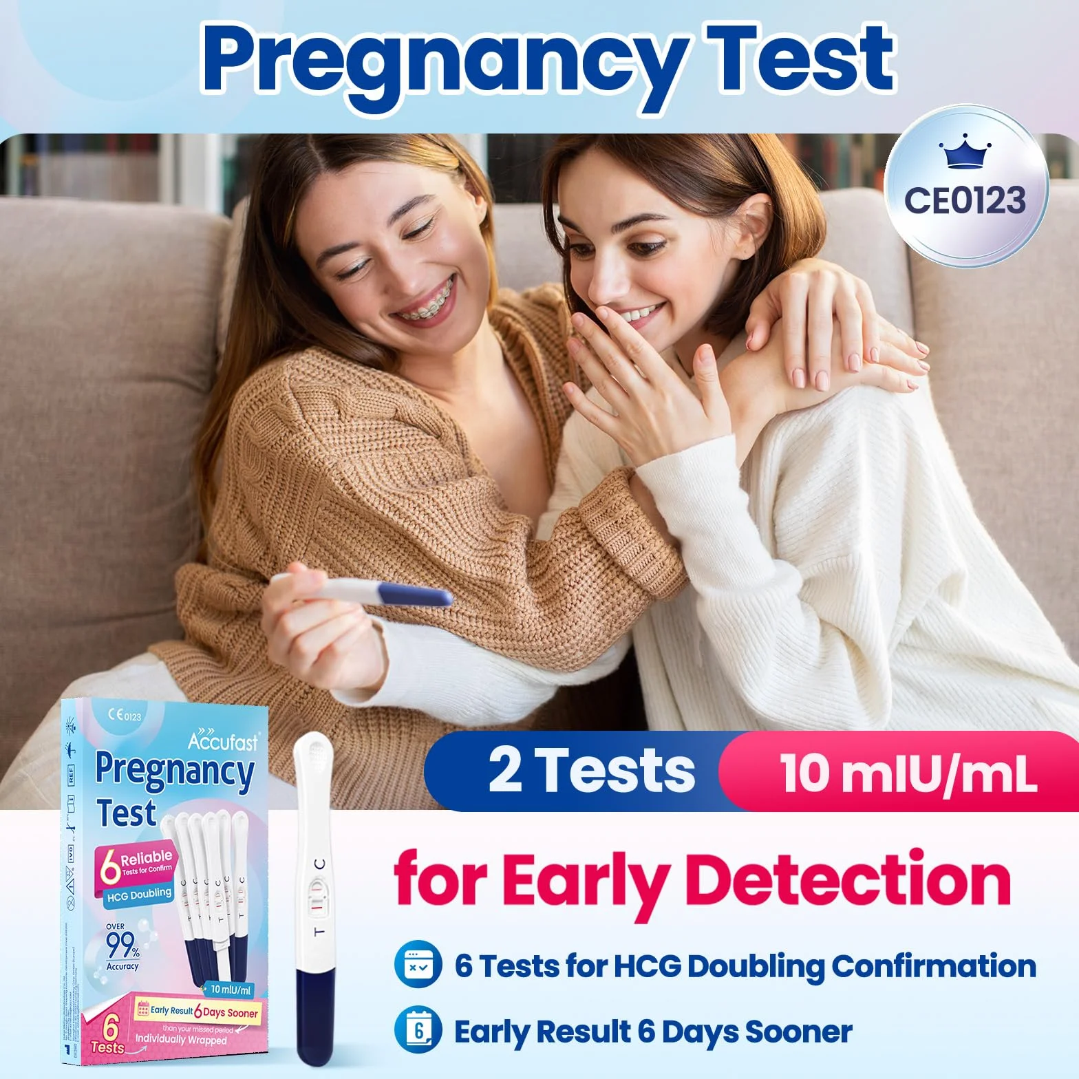 Test ciążowy wczesny HCG 10 mIU 6 sztuk