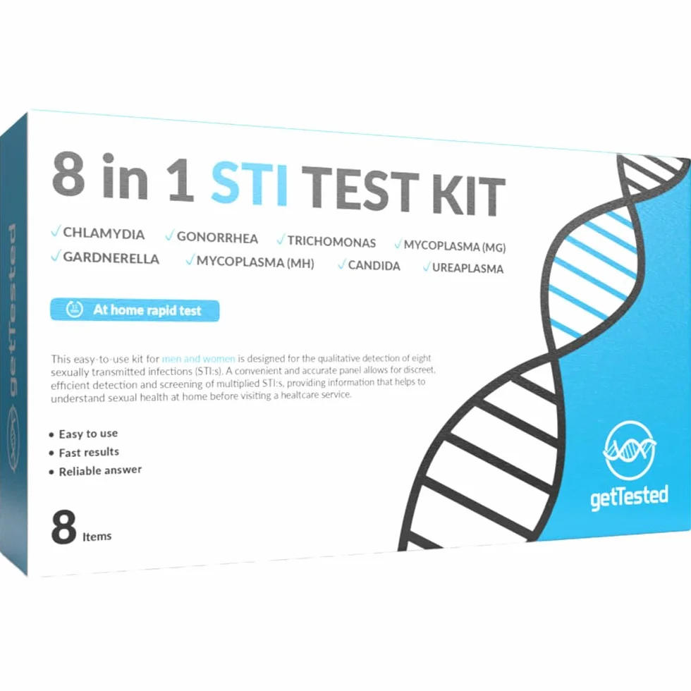 GetTested Zestaw do testowania chorób przenoszonych drogą płciową 8 w 1 – badania przesiewowe w kierunku chlamydii, rzeżączki, mykoplazmy, Ureaplasmy, Candida, Trichomonas i Gardnerella – wyniki