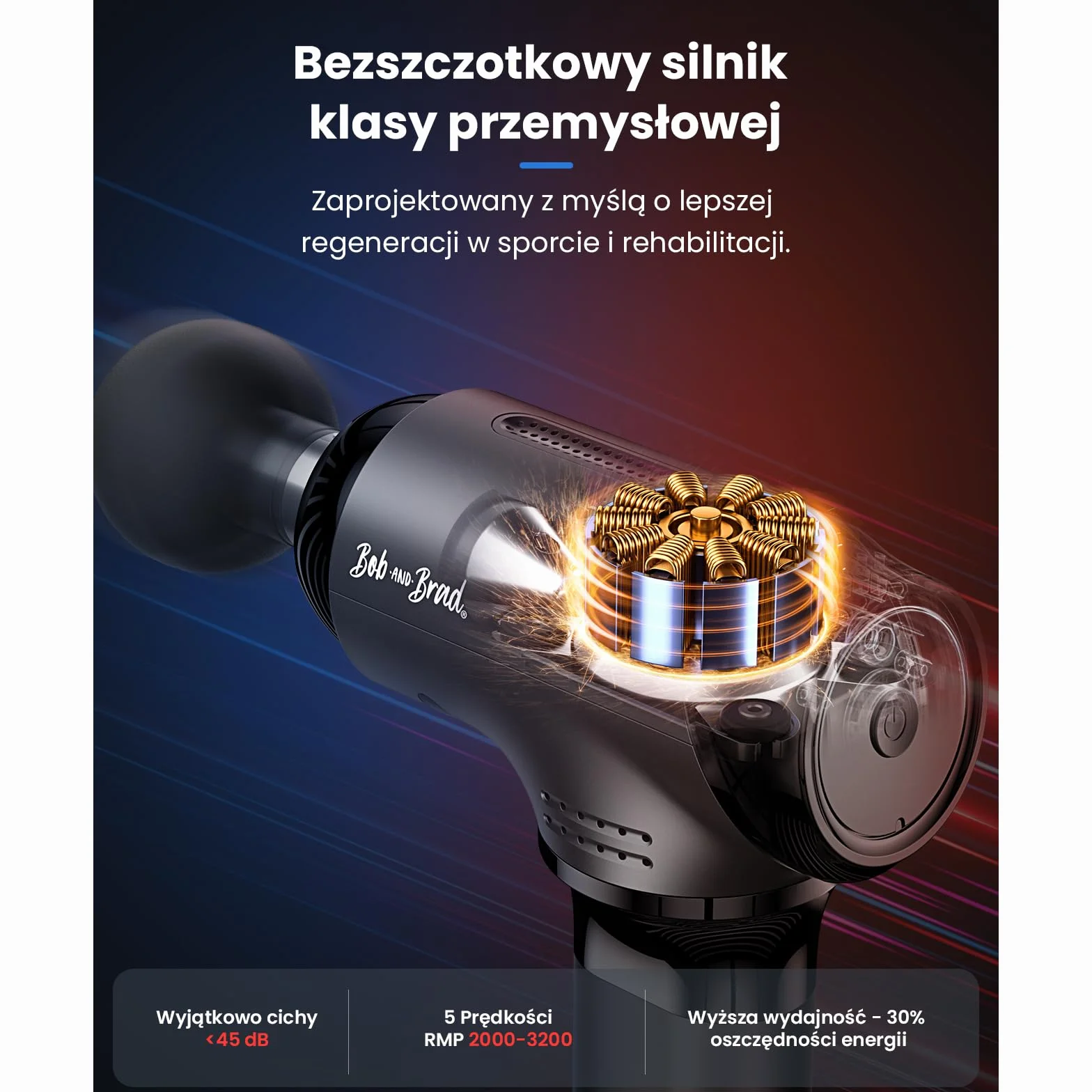 Bob and Brad T2 Pro Massage Gun z terapią ciepłem i zimnem, 4000 mAh, amplituda 10 mm, ręczny masażer perkusyjny