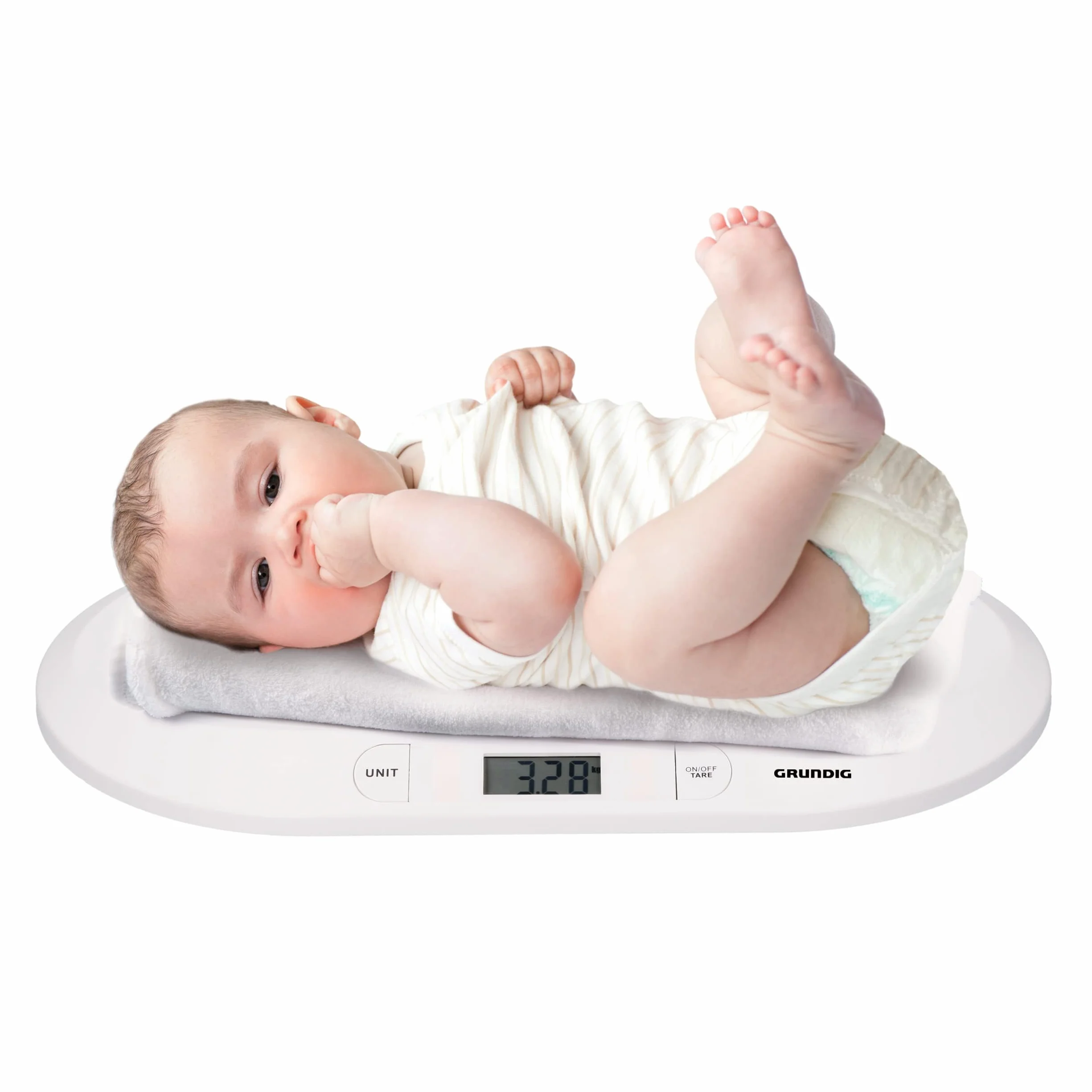 Grundig Cyfrowa Waga Dla Niemowląt 20 kg Dokładność 10 g Funkcja Tary Biały