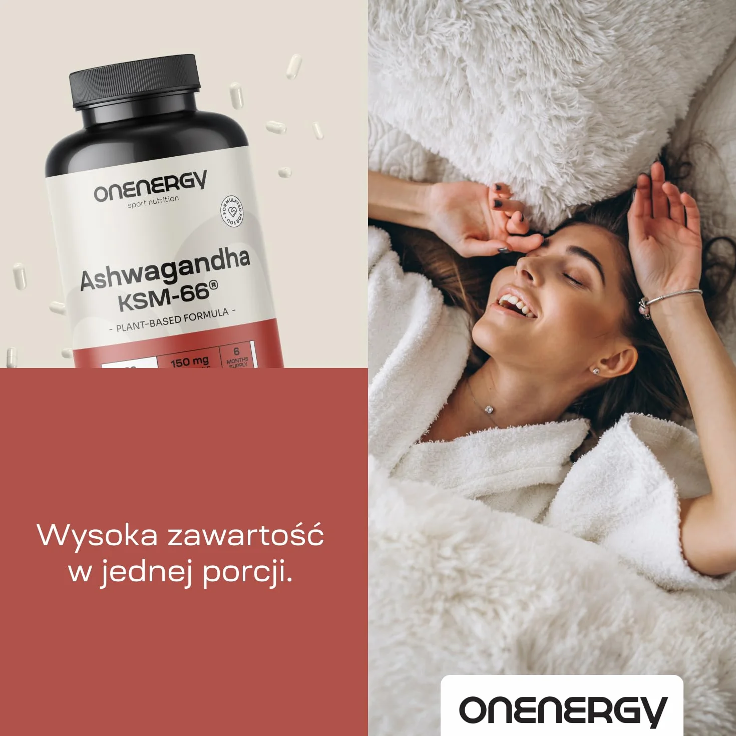 Ashwagandha KSM-66 180 Kapsułek Roślinnych Withania somnifera Wysoko Skoncentrowany