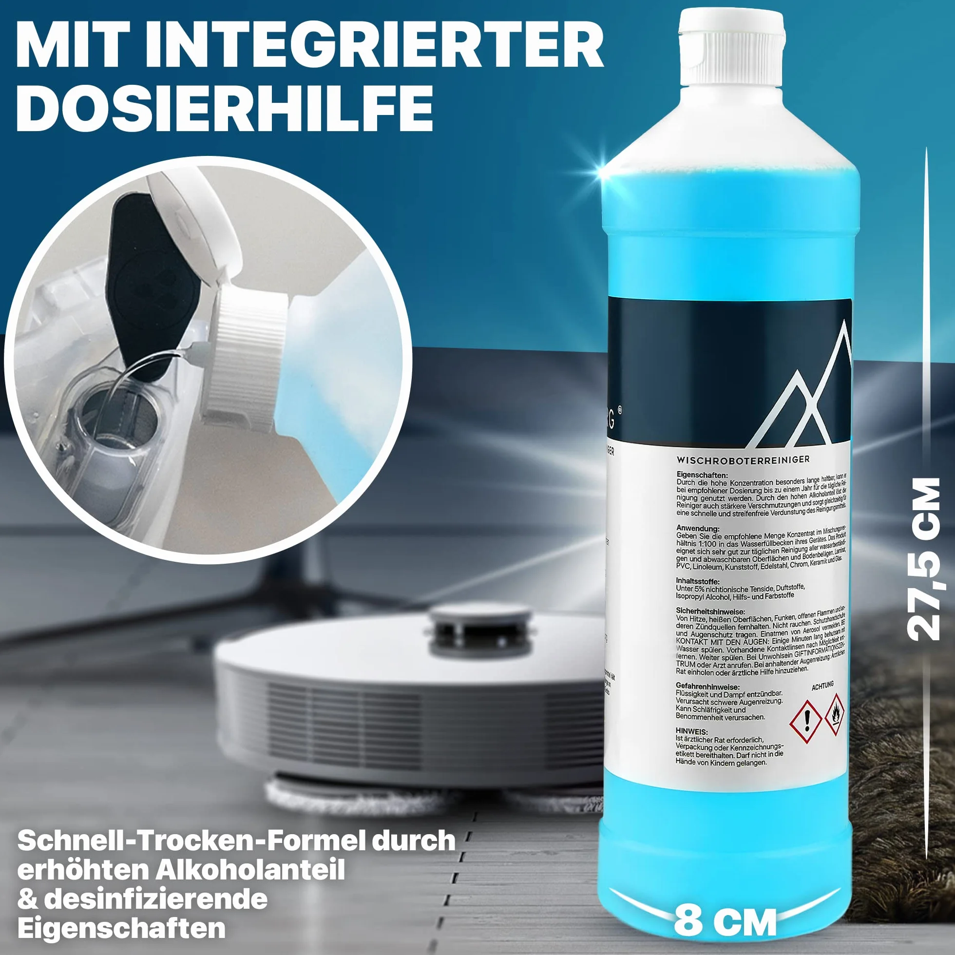 KLARBERG® 4 x 1 l środek do czyszczenia podłóg, koncentrat 1:100, do odkurzacza i robota odkurzającego