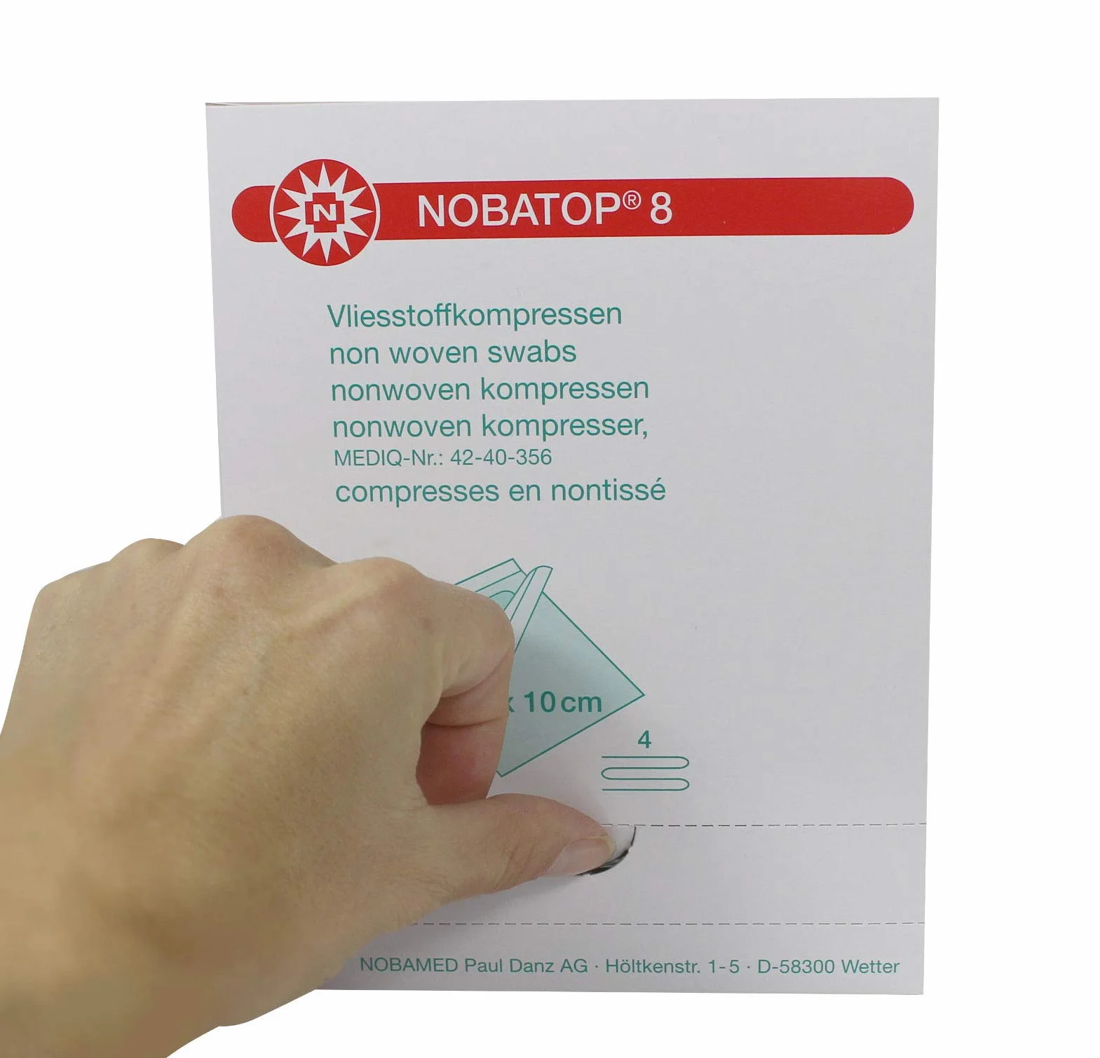 Noba Verbandmittel 8 kompresów 10 x 10 cm sterylne, 50 x 2 sztuki