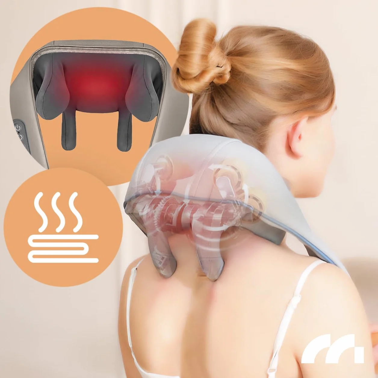 MalTec Bezprzewodowy Masażer Shiatsu do Karku i Pleców z Ogrzewaniem