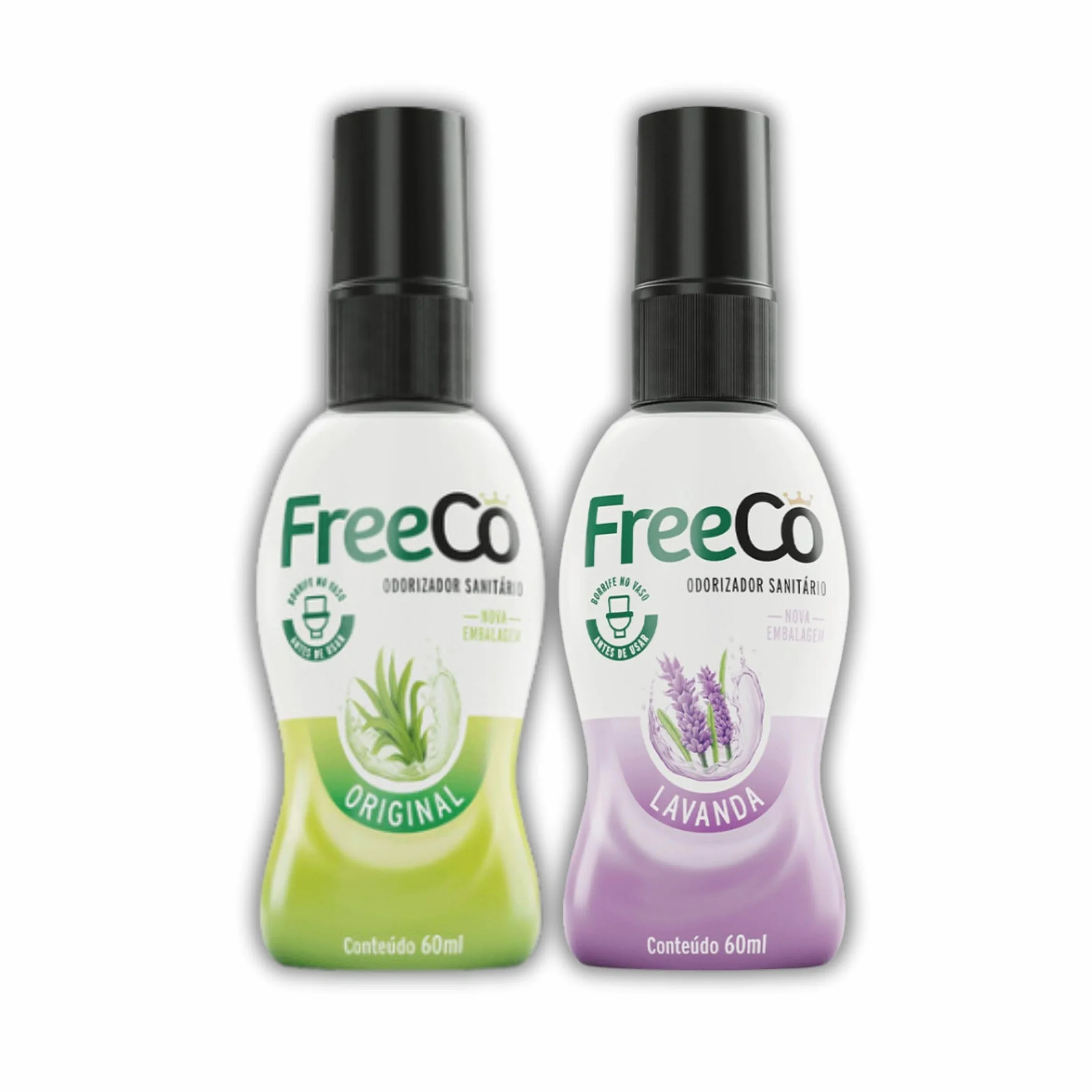 FreeCo Spray WC – wstępnie używa się zapachów (Before You Go) | naturalne olejki eteryczne, dom, biuro, restauracja, podróż, opakowanie mieszane 2 x 60 ml, oryginalne owoce cytrusowe + uspokajająca