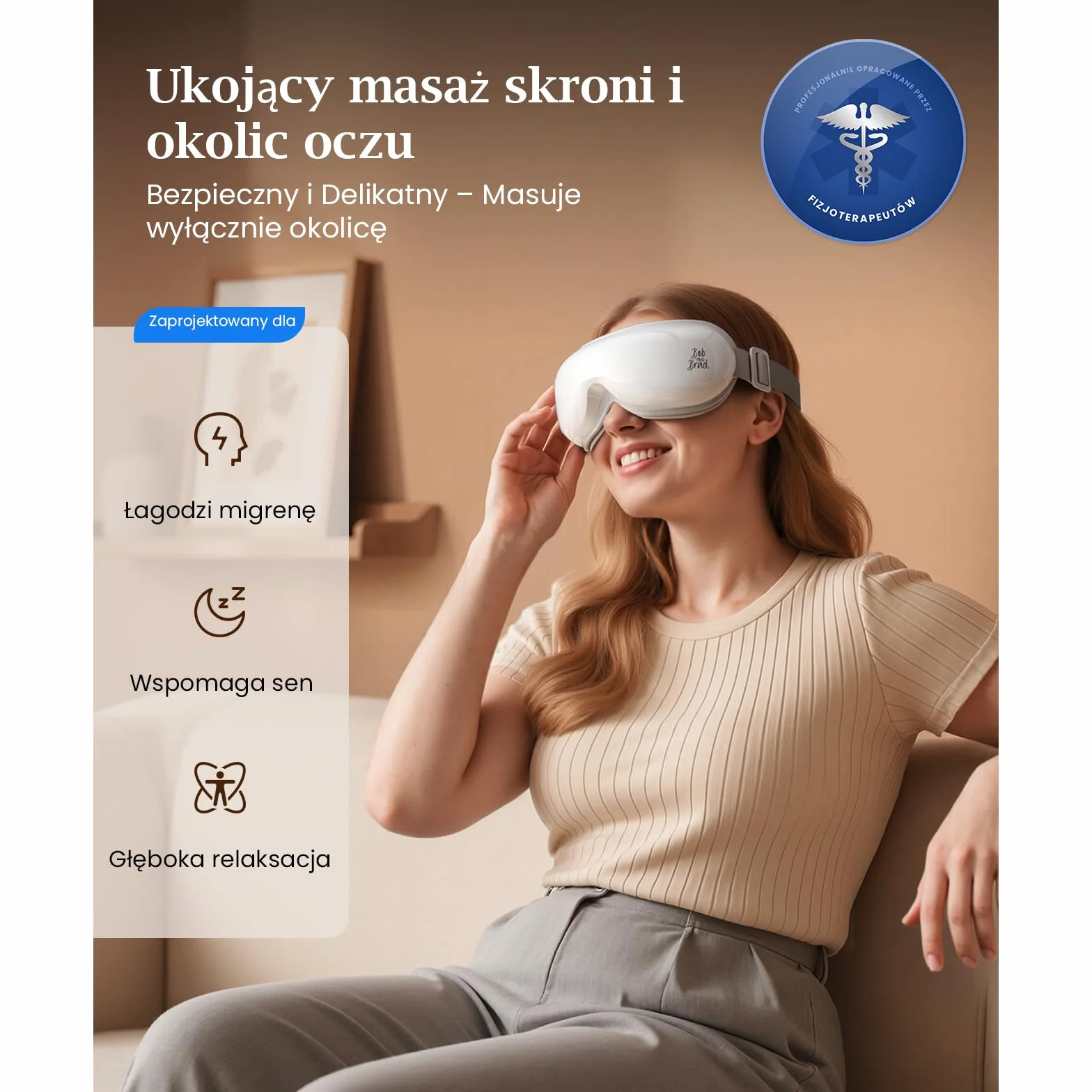 Bob and Brad EyeOasis 3 Masażer do oczu z podgrzewaniem, kompresją powietrzną i muzyką, składany, ładowalny