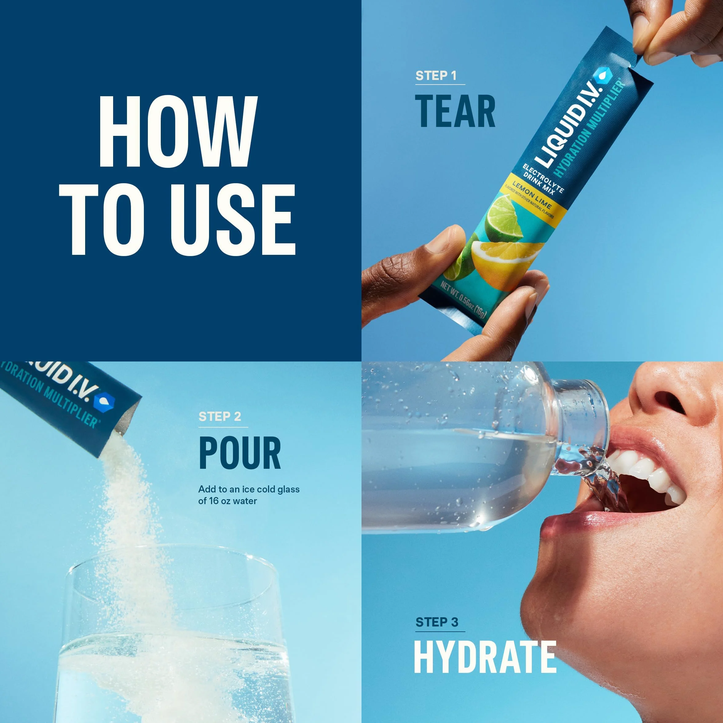 Liquid I.V Hydration Multiplier, mieszanka napoju elektrolitowego, marakuja, 10 pojedynczych saszetek (16 g)