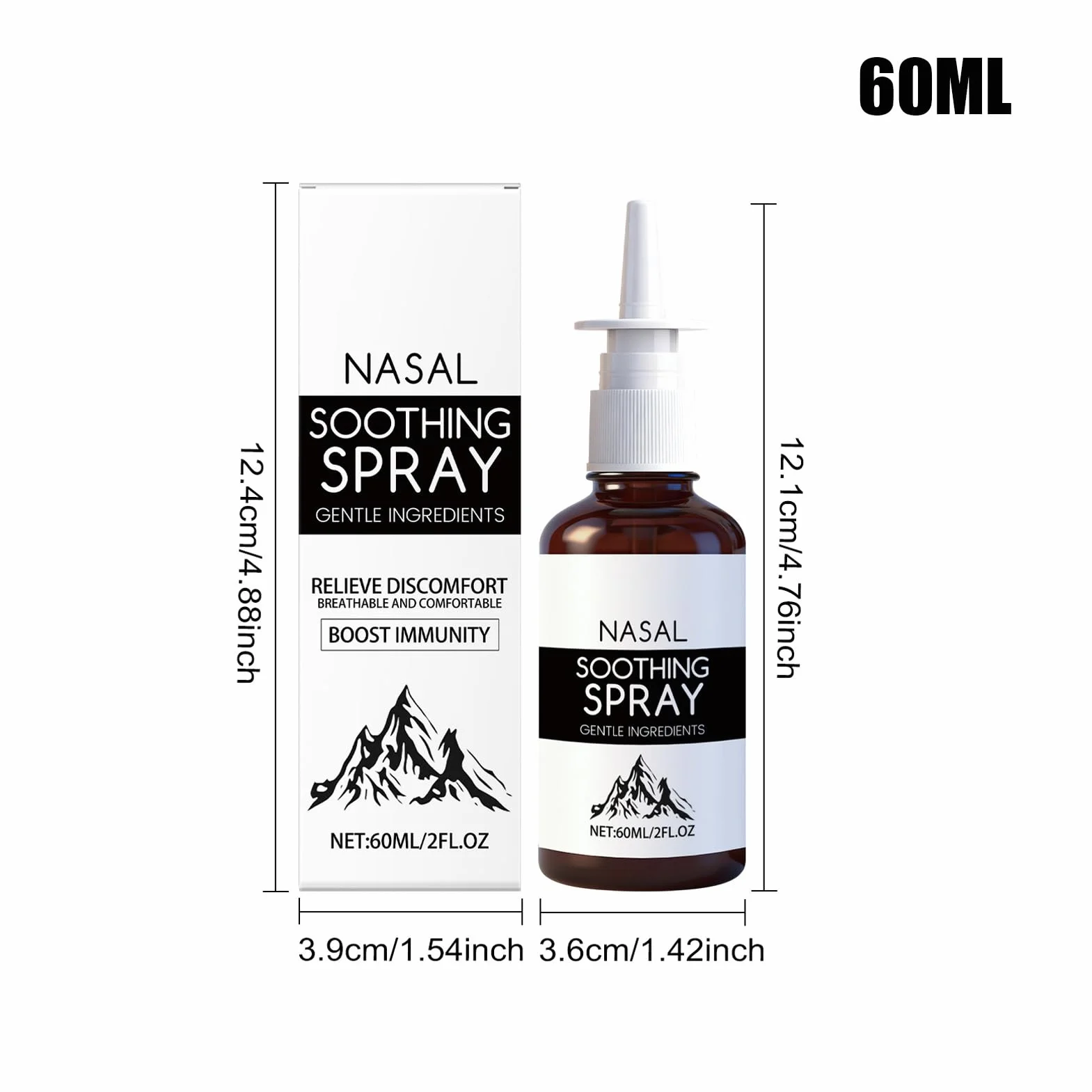 Mgiełka do czyszczenia nosa - 60 ml kojący komfort oddychania - płyn do oczyszczania nosa, dla dorosłych, kobiet, mężczyzn, seniorów, jazdy, podróży, nauki, na kemping, dojazdy do pracy