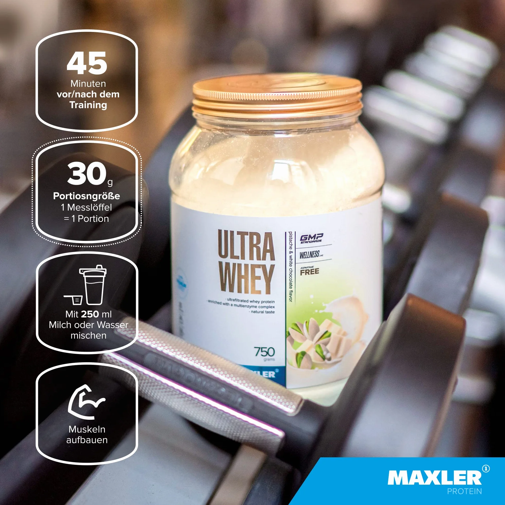 Maxler Ultra Whey Protein 23g białka porcja Pure Whey Protein Powder Koncentrat Izolat Hydrolizat BCAA Lody waniliowe 750g