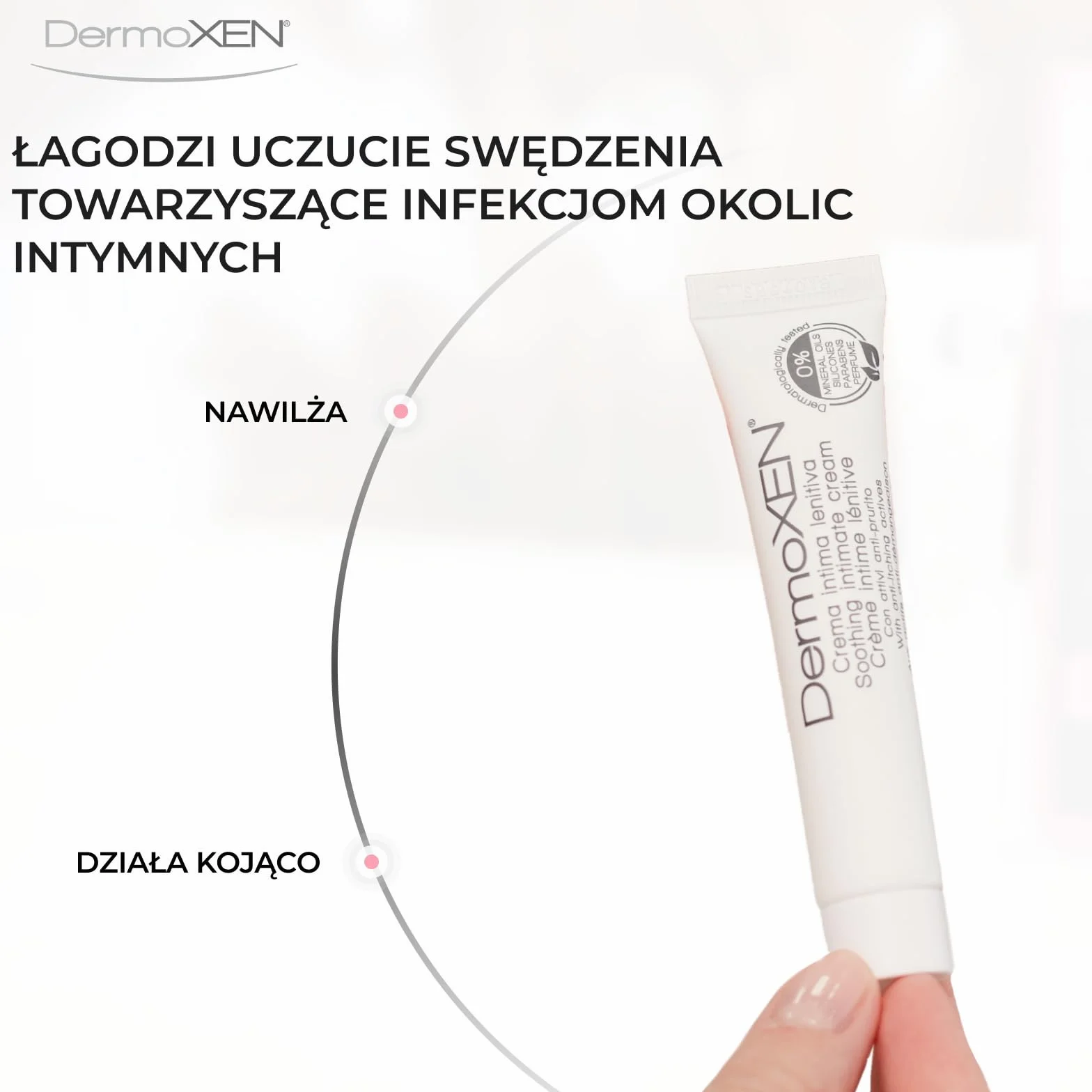 DermoXEN Lenitiva Łagodzący Krem Intymny 20 ml Nawilżający do Wrażliwej Skóry Bez Zapachu i Hormonów