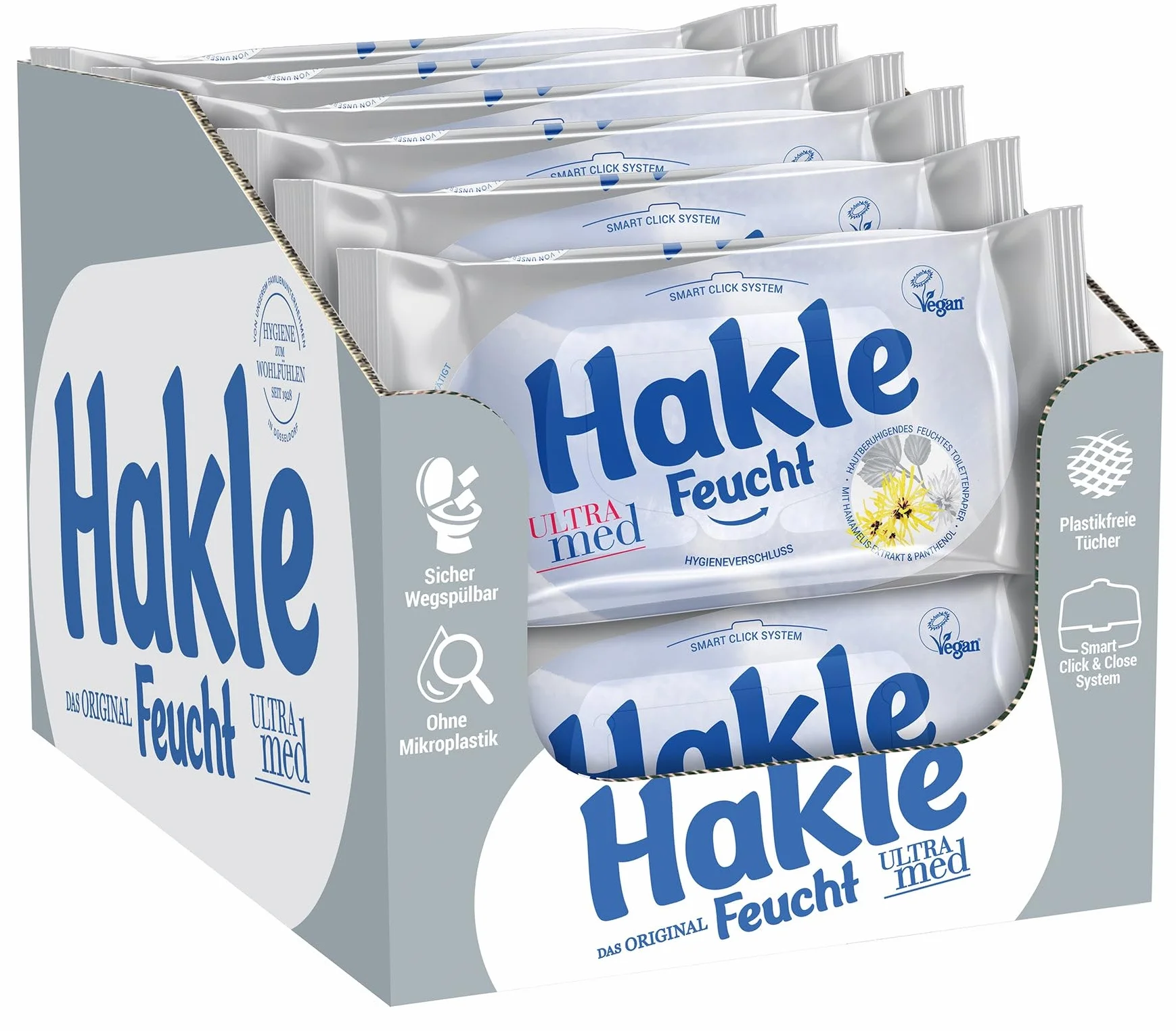 Hakle Wilgotny Papier Toaletowy Ultra Med 12 Sztuk 12 x 42 Arkuszy Pielęgnujący Szybko Rozpuszczalny w Wodzie