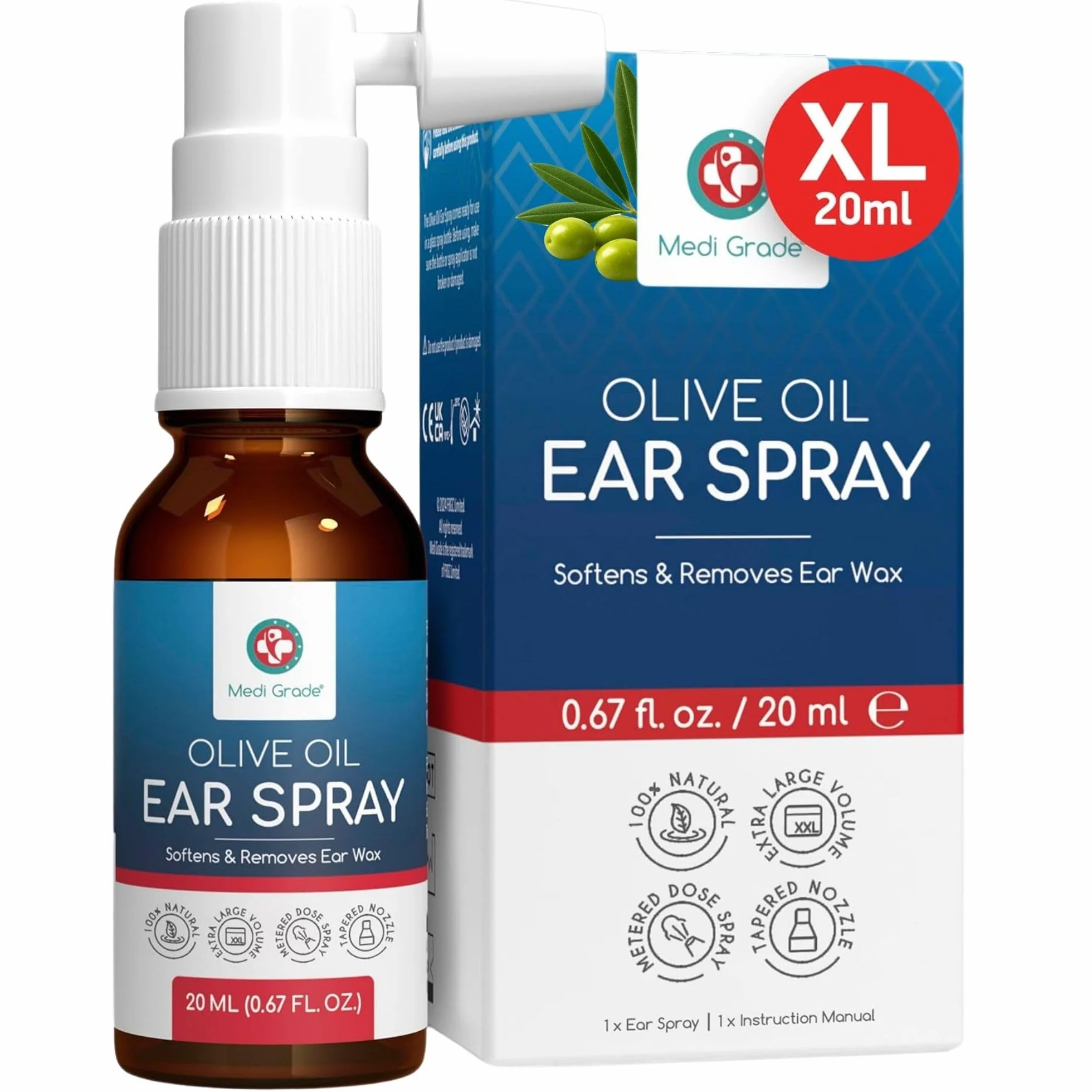 Medi Grade Olejek do Uszu w Sprayu 20ml Naturalny na Zatkane Uszy Usuwanie Woskowiny