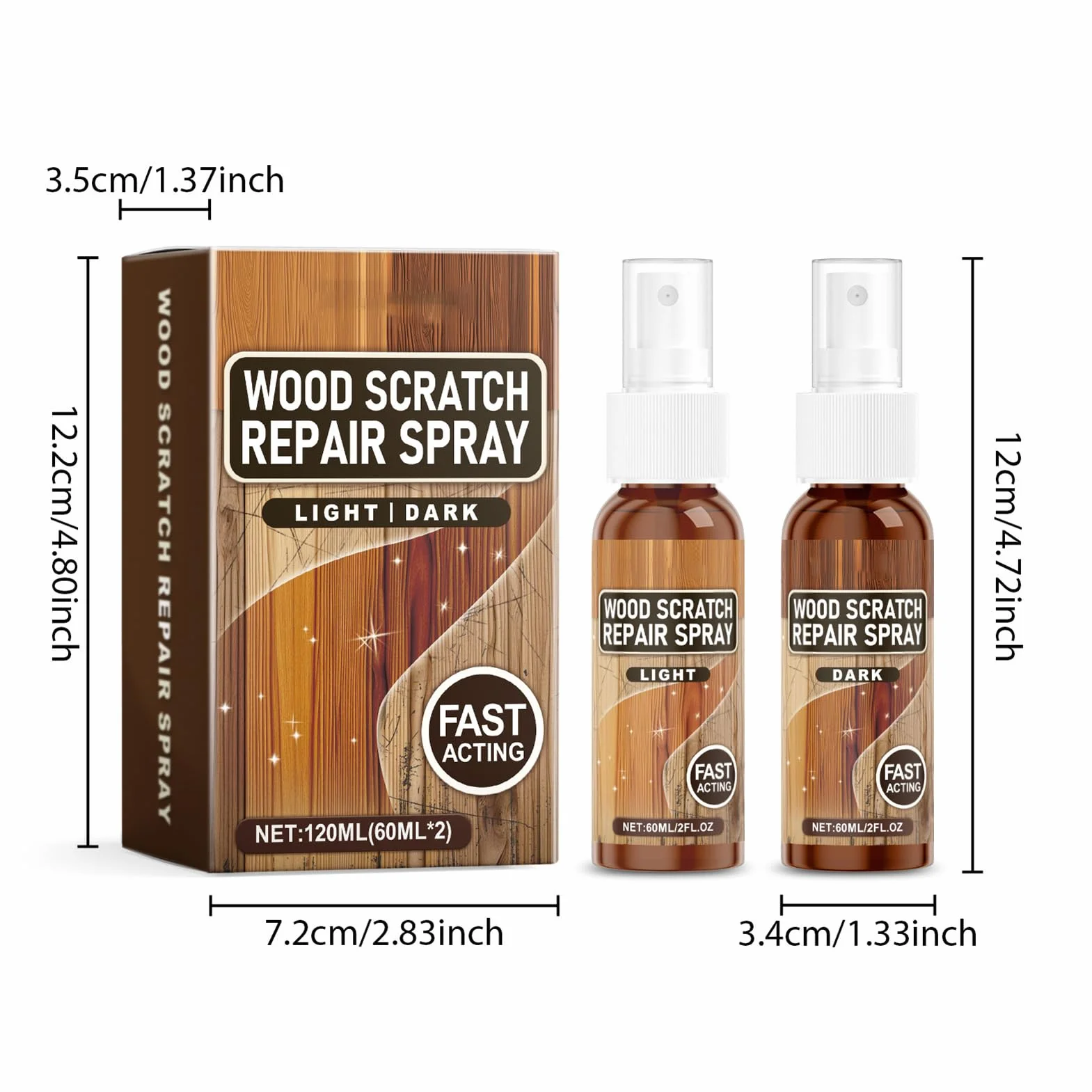 Wood Scratch Repair, Instant Fix Scratch Remover Spray, Floor Polish And Restorer, Perfect For Furniture With Natural Shine And Protective Layer For Home Surfaces, Easy Spray Design