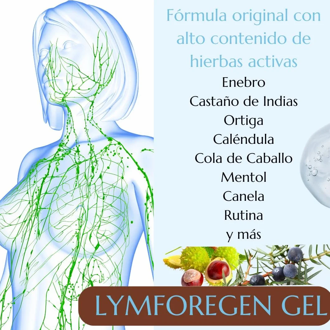 Green idea - Żel Lymforegen – drenaż limfatyczny i odwadniający – stymuluje układ limfatyczny 15 ziołami i olejkami eterycznymi – maść drenażowa – aktywna formuła ziołowa 200 ml