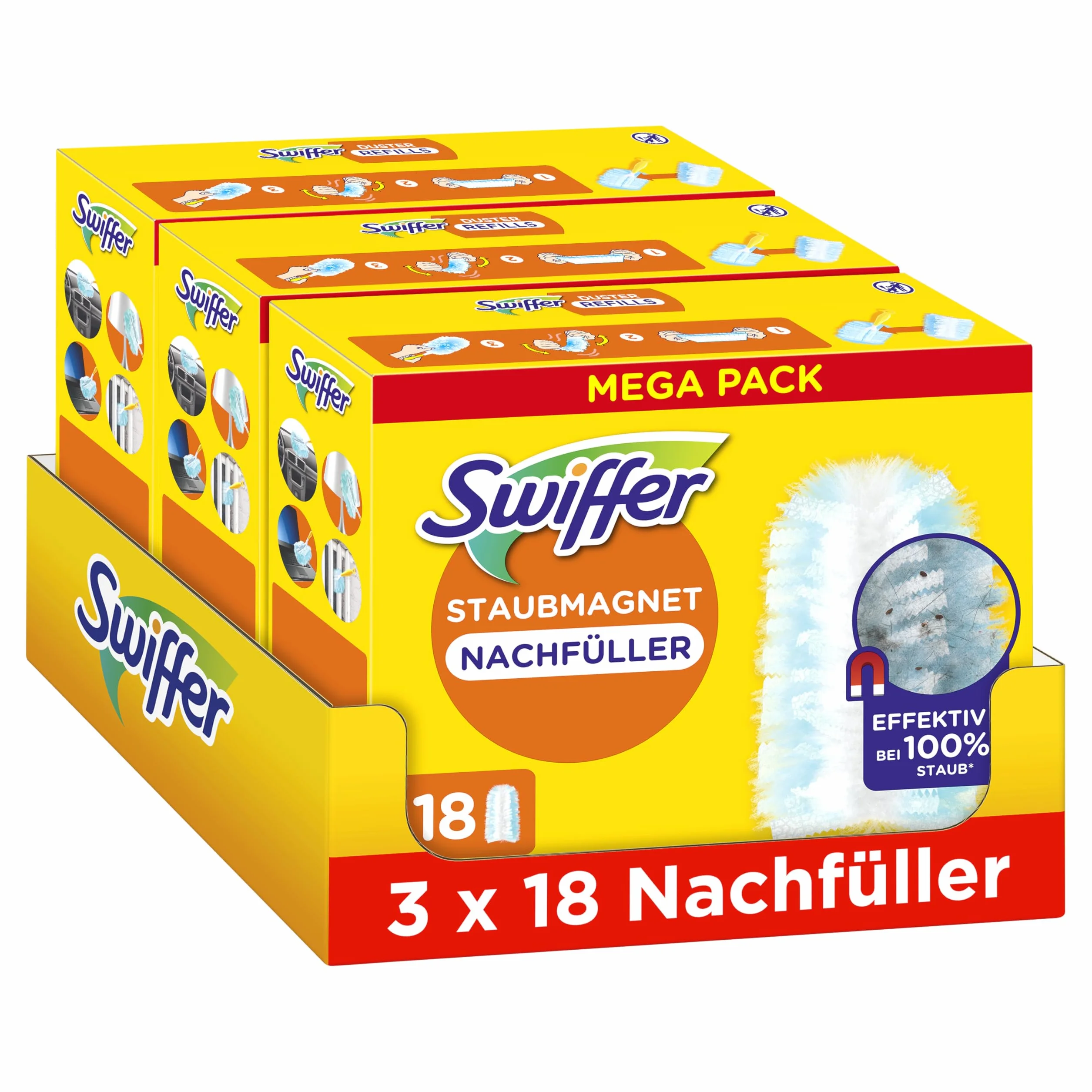 Swiffer Chusteczki do uzupełniania magnesów przeciwpyłowych, 3 x 18 sztuk