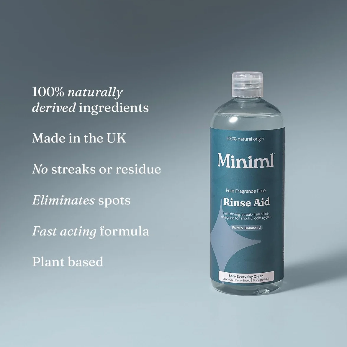 Miniml Płyn do Płukania 5L Refill, Całkowicie Naturalny Środek do Mycia Zmywarek do Mycia Naczyń do Bezsmugowego Mycia Szkła i Naczyń, 5L Wkład Wegański