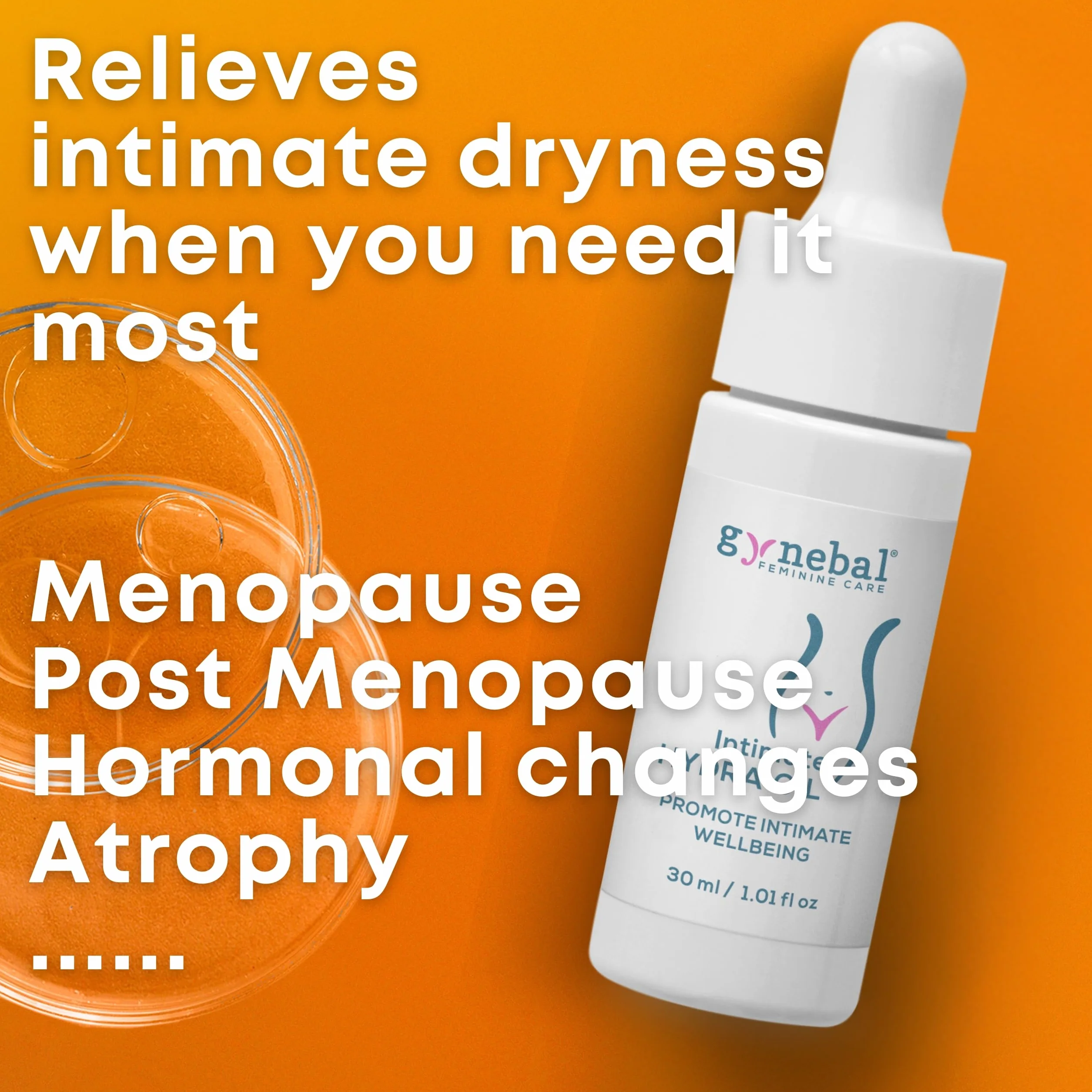 30 ml GYNEBAL Intimate Hydra Oil - Naturalny olej, który regeneruje i nawilża zewnętrzny obszar pochwy - 5 naturalnych olejków i witaminy E - suchość intymna i menopauza