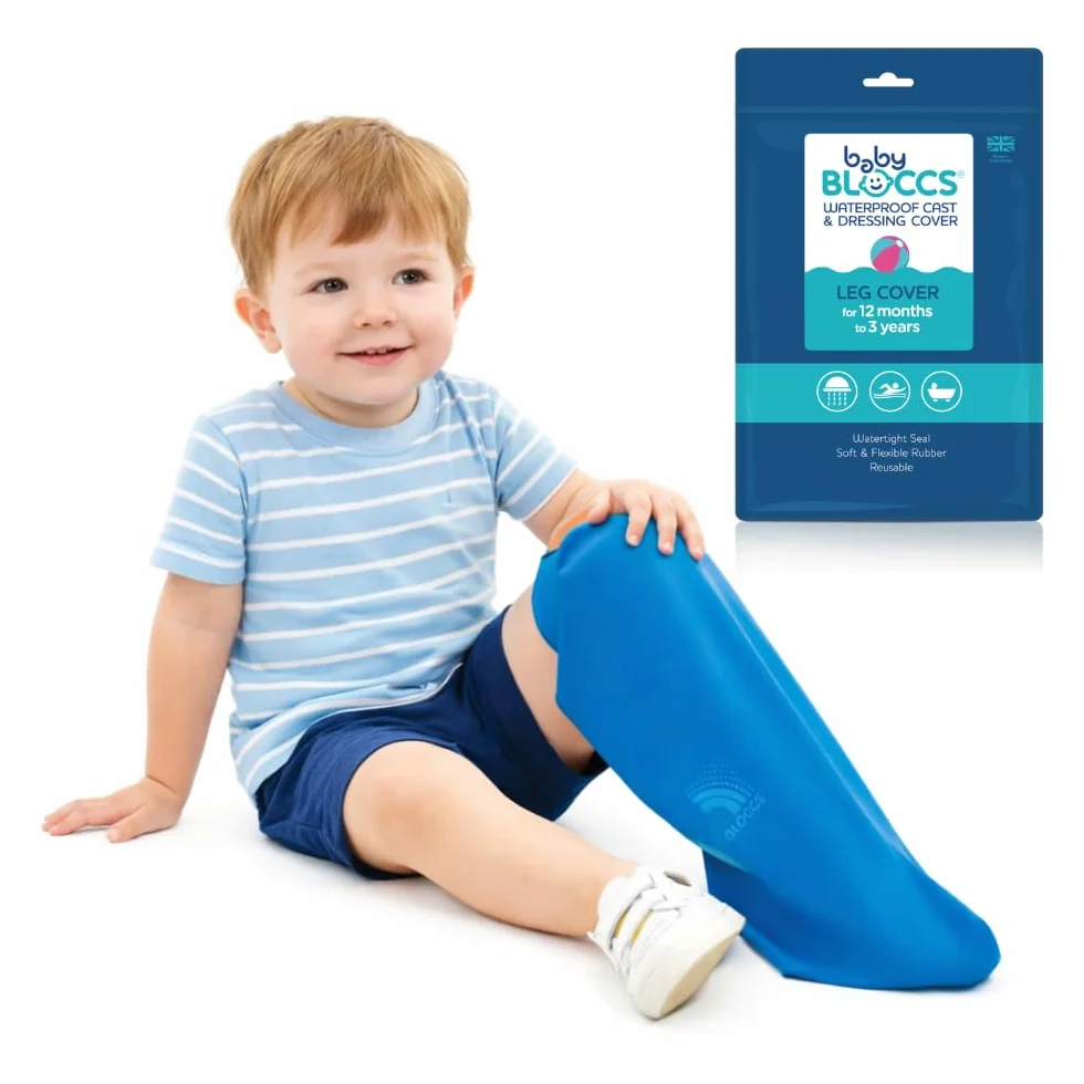 BLOCCS 100% wodoodporny ochraniacz na gips – Baby Bloccs (12–36 miesięcy) – wielokrotnego użytku ochraniacz pod prysznic, do kąpieli i pływania – XS