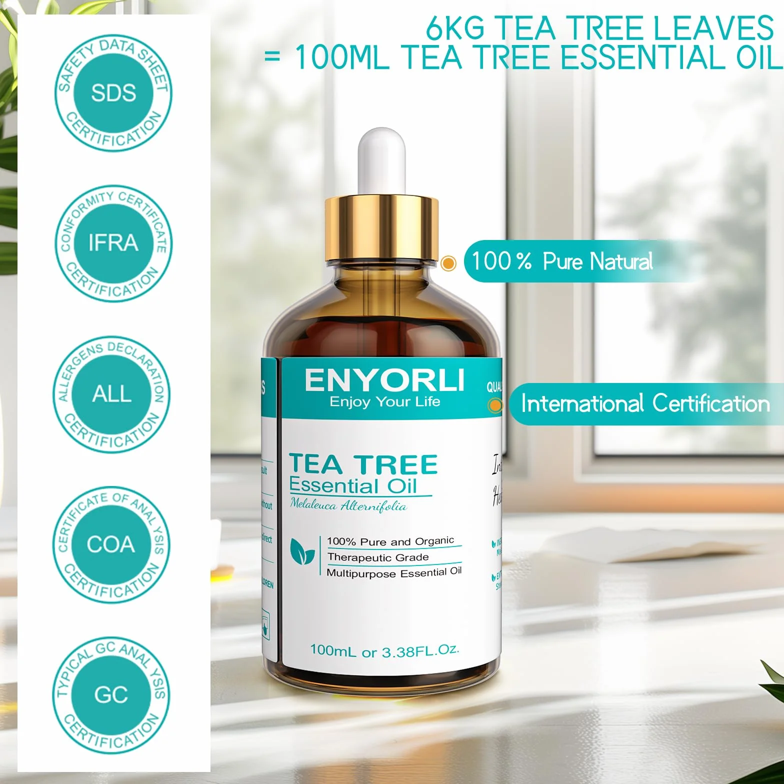 100ml Olejek Eteryczny z Drzewa Herbacianego 100% Naturalny Ekstrakt Roślinny Odpowiedni do Dyfuzora Pielęgnacja Paznokci Pielęgnacja Włosów