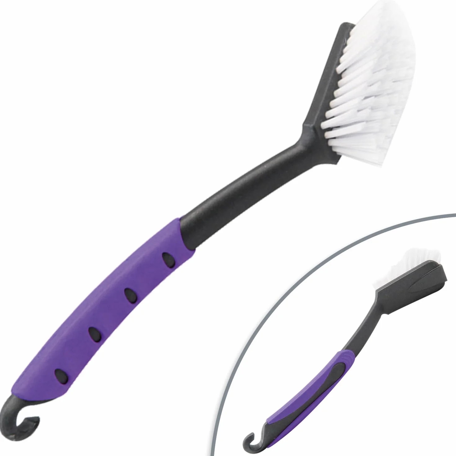 COM-FOUR® 4x Przyrząd do mycia naczyń – kuchenne narzędzie z wytrzymałym włosiem nylonowym – akcesorium do naczyń o długości 29 cm - "MADE IN GERMANY" (4 sztuki - zielony/bialy/blekitny/jagodowy)