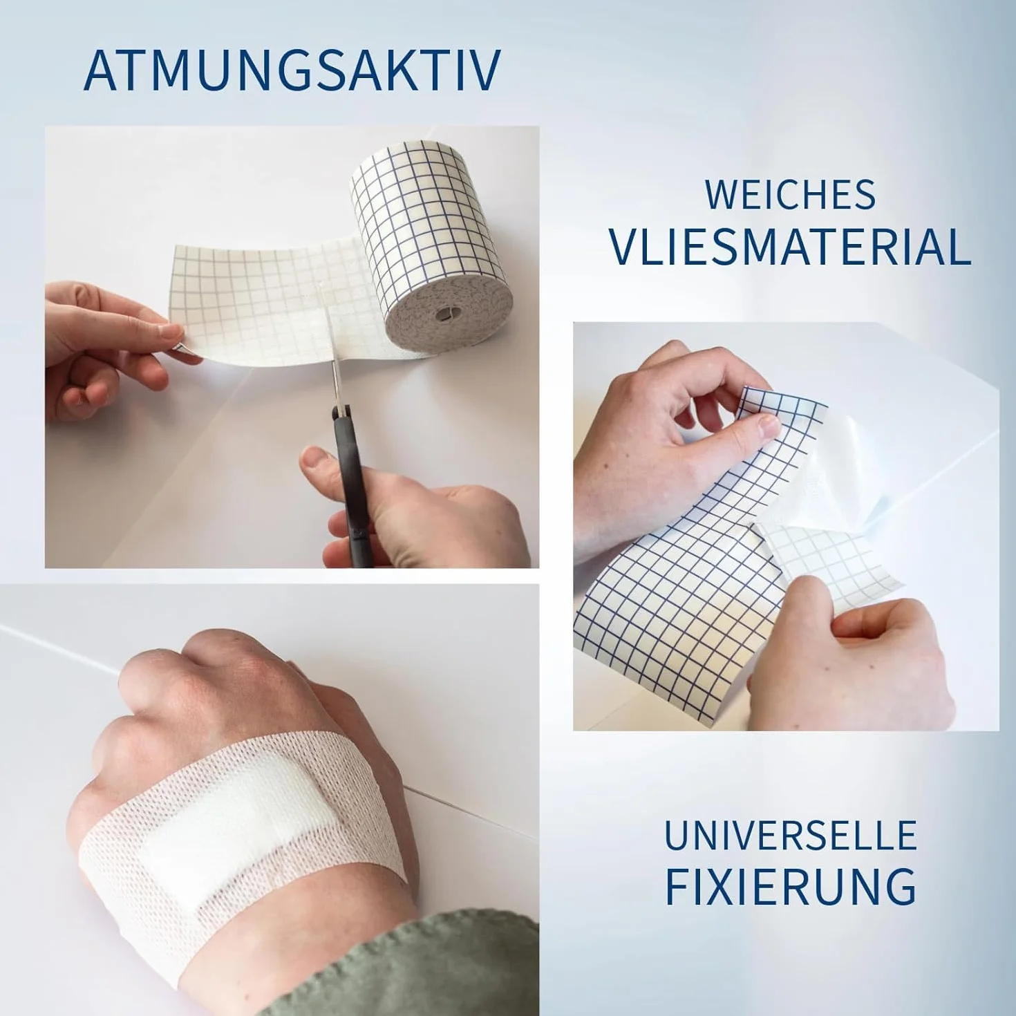 ABENA Taśma medyczna w rolce, plaster w rolce, na flizelinie, opatrunek na rany, rolka 10 m x 2,5 cm, biała, 2 sztuki