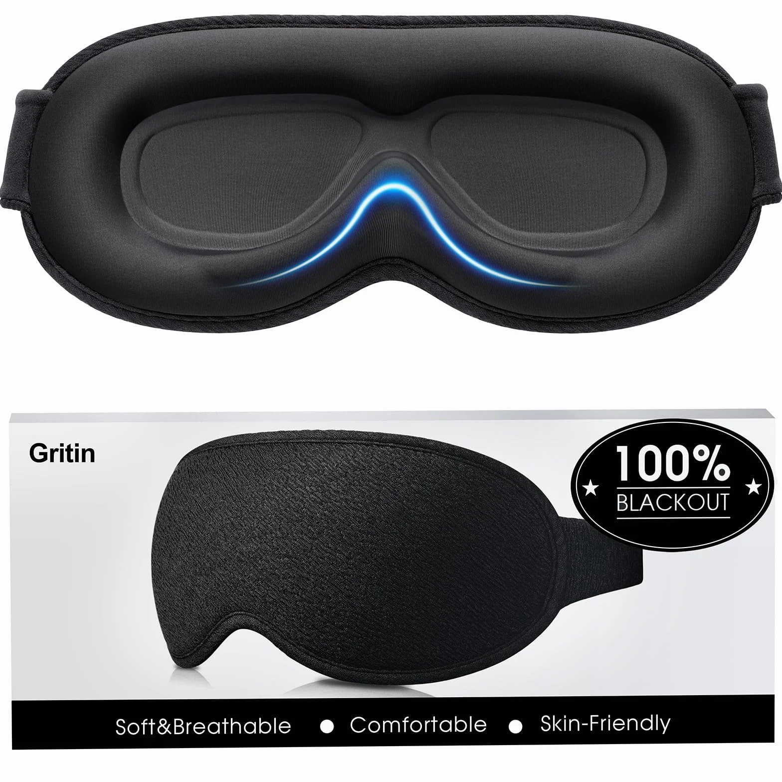 Gritin 3D Maseczka Senną do Blokowania Światła Ergonomiczna Ultra Wygodna