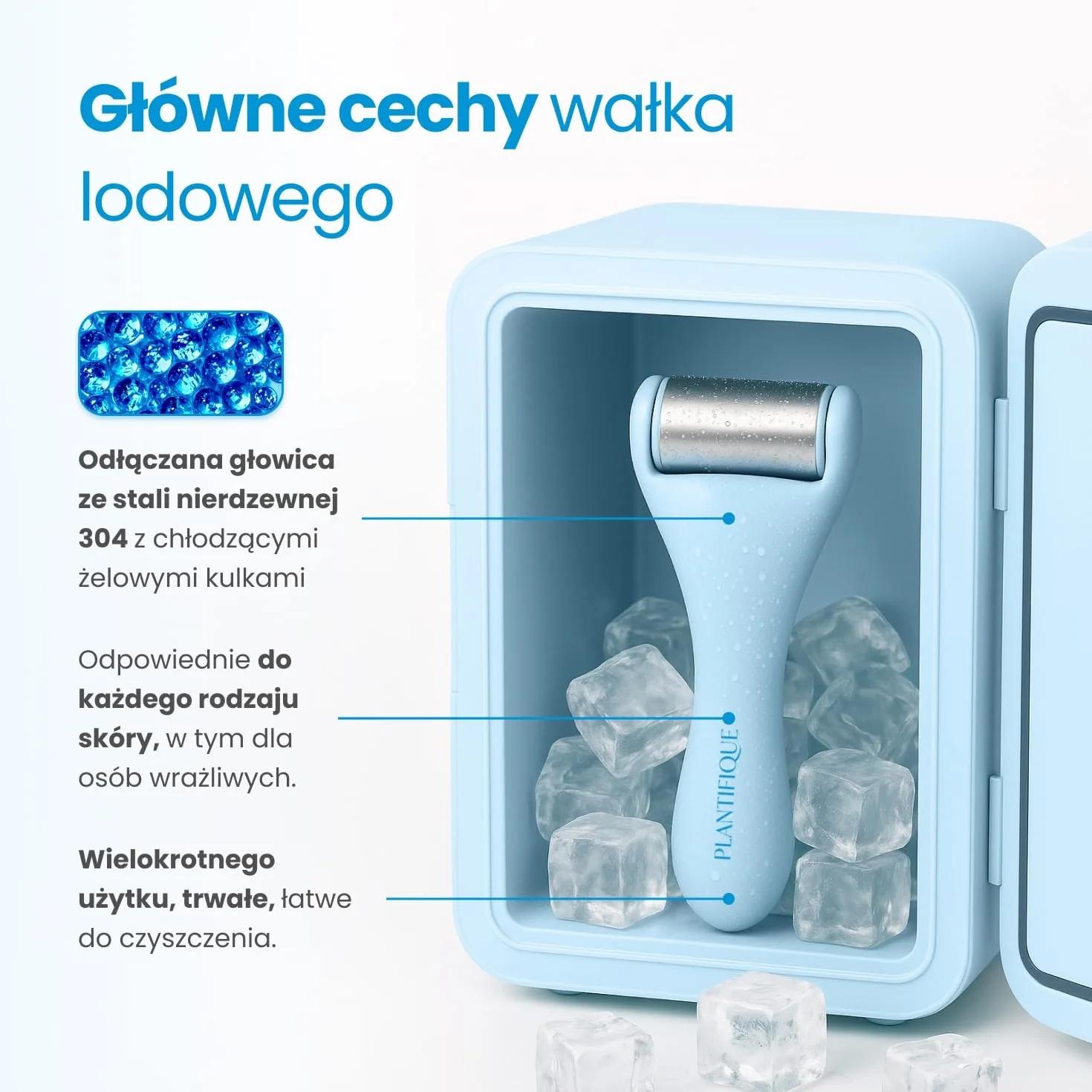 PLANTIFIQUE Gua Sha Jade Stone Tool for Face narzędzie do masażu przeciw starzeniu się narzędzie GuaSha do twarzy produkty do pielęgnacji skóry twarzy masażer do twarzy (Ice Roller)