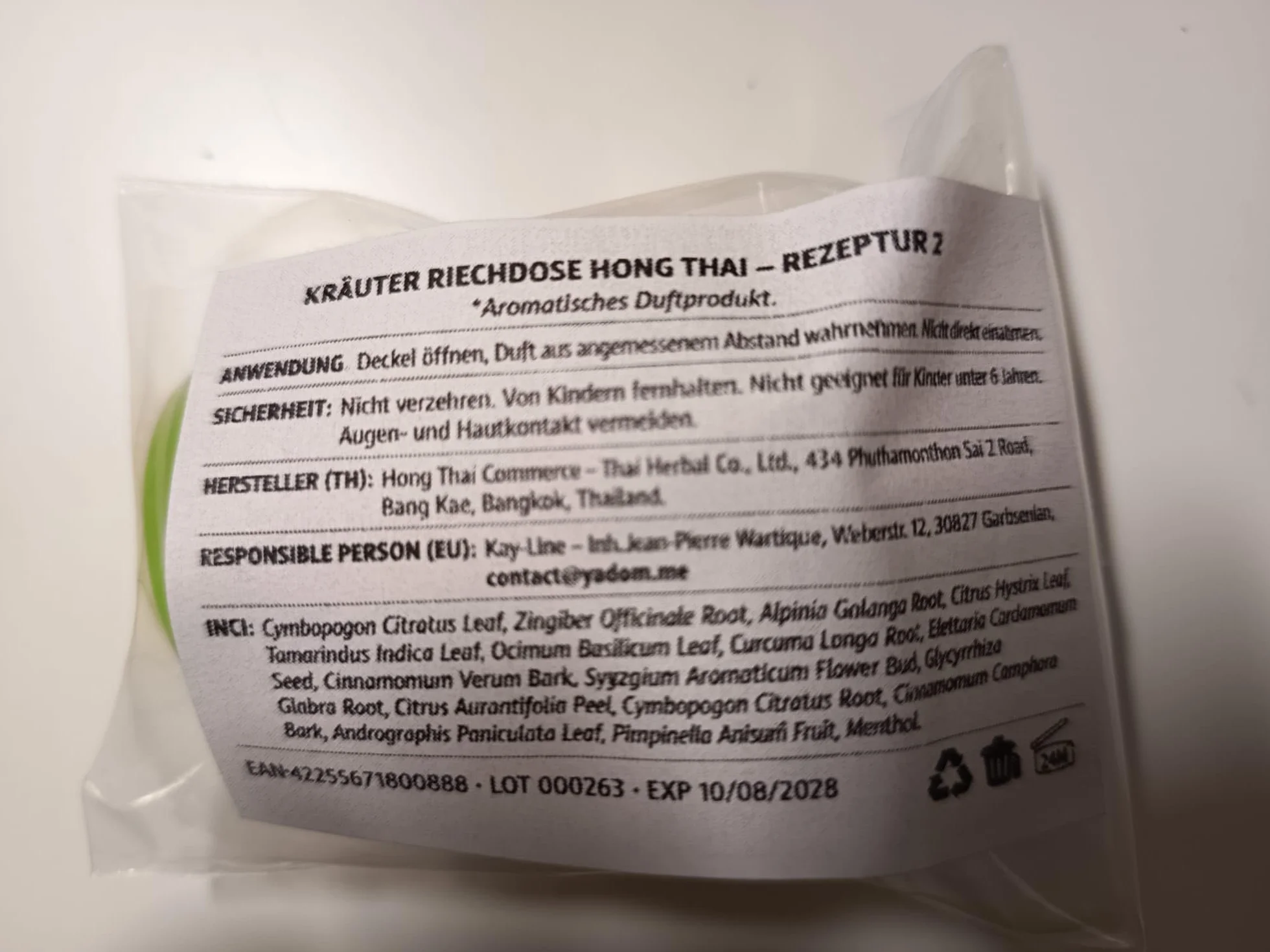 Hong Thai Puszka zapachowa naturalne odświeżenie tajskimi ziołami i olejkami 2 puszki