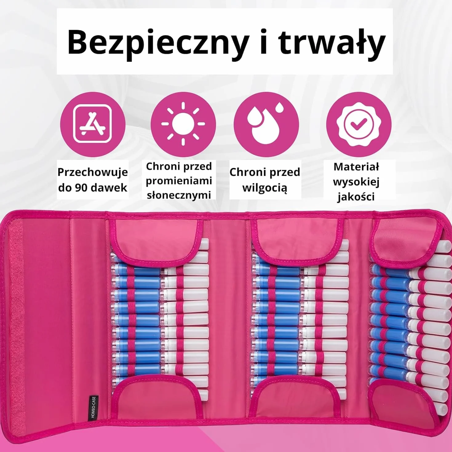 HOMEO-Case | Etui Homeopatyczne z 90 Przestrzeniami na Fiolki Boiron o Pojemności 4 Grama | Nie Zawiera Fiolków | Różowy