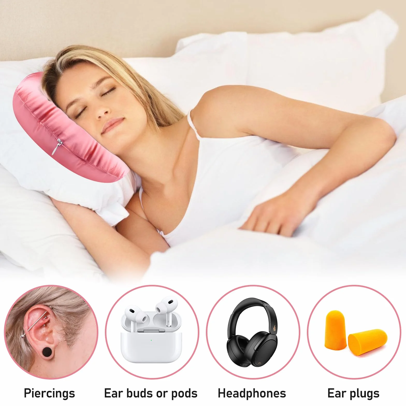 Poduszka do piercingu z otworem na ucho, miękka