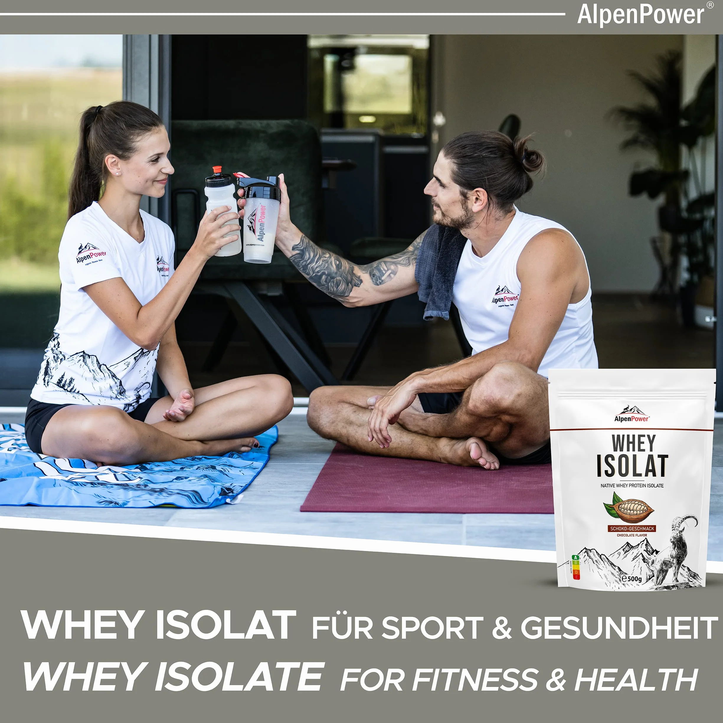 AlpenPower Whey Isolat białko w proszku czekoladowym 1 kg 100% naturalne bez substancji słodzących