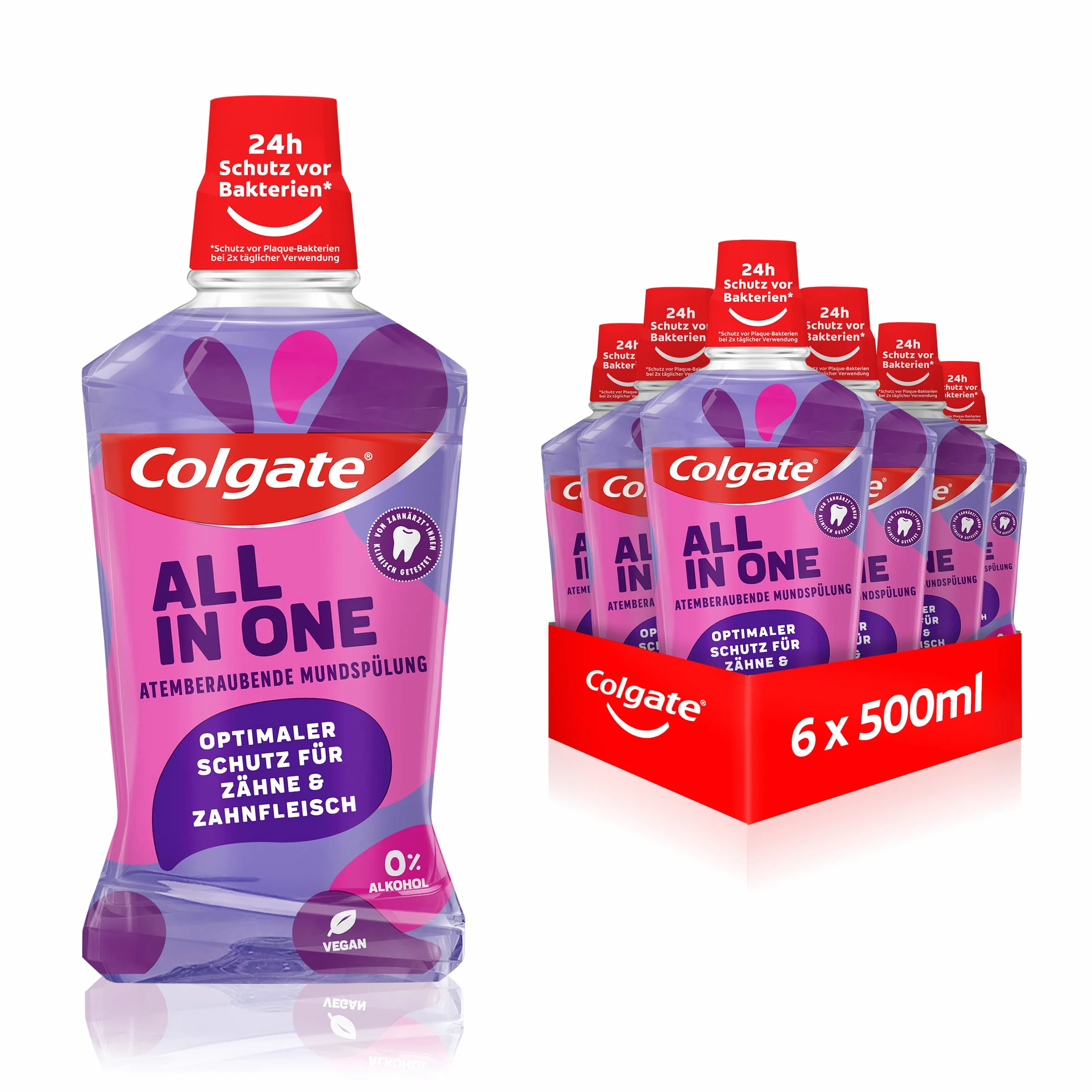 Colgate Płyn do płukania jamy ustnej All In One 6 x 500 ml bez alkoholu