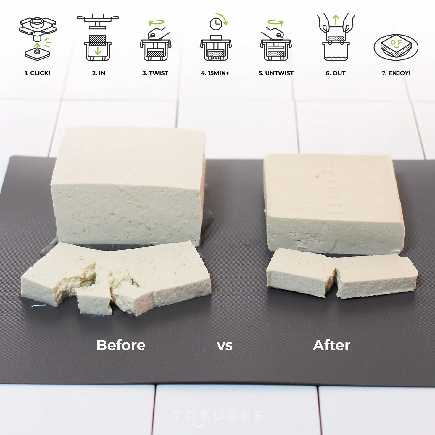 TOFUDEE Prasa do tofu z funkcją Auto IntelliSpring. Opatentowana regulowana wegańska prasa do tofu dla przyspieszenia odprowadzania wody ze wszystkich rodzajów tłoczonego tofu bez pęknięć