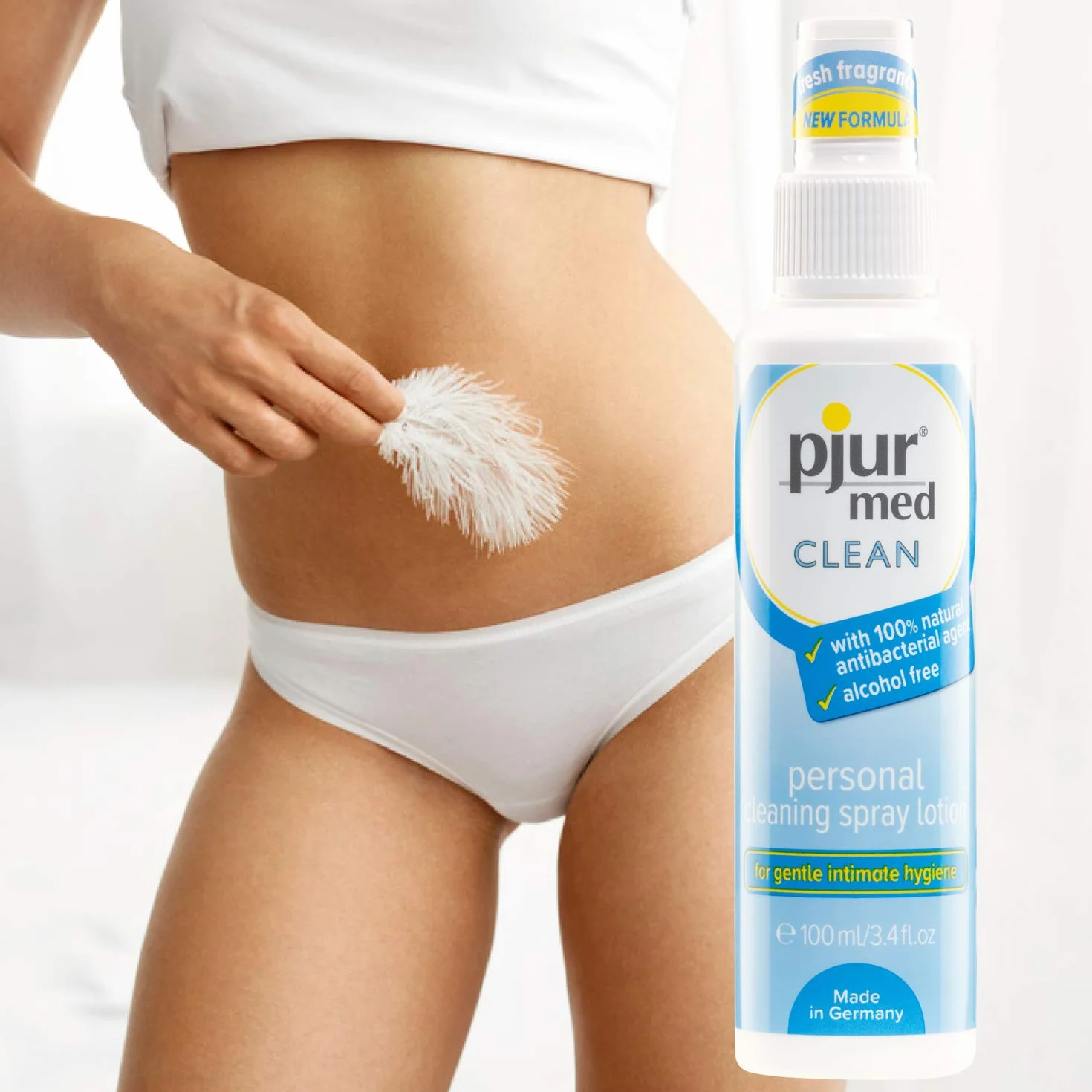 pjur med CLEAN spray higieniczny z antybakteryjną substancją czynną – do delikatnego czyszczenia skóry i okolic intymnych (100 ml)