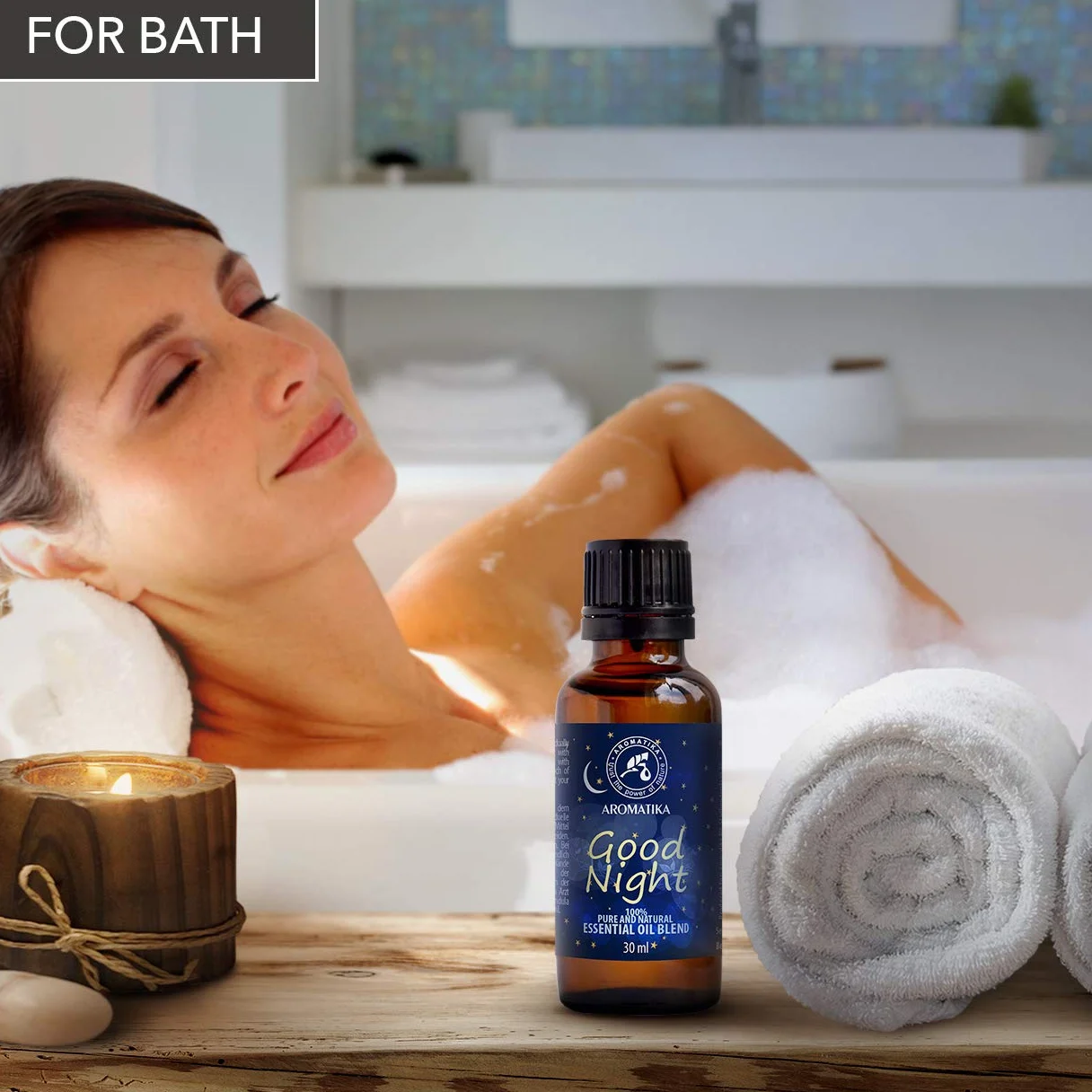 Good Night Sleep Essential Oil 30ml - The Mix of Lavandula Angustifolia - Salvia Sclarea Flower Oils - Glass Bottle - for Calming - Beauty - Aromatherapy - Relaxation - Massage