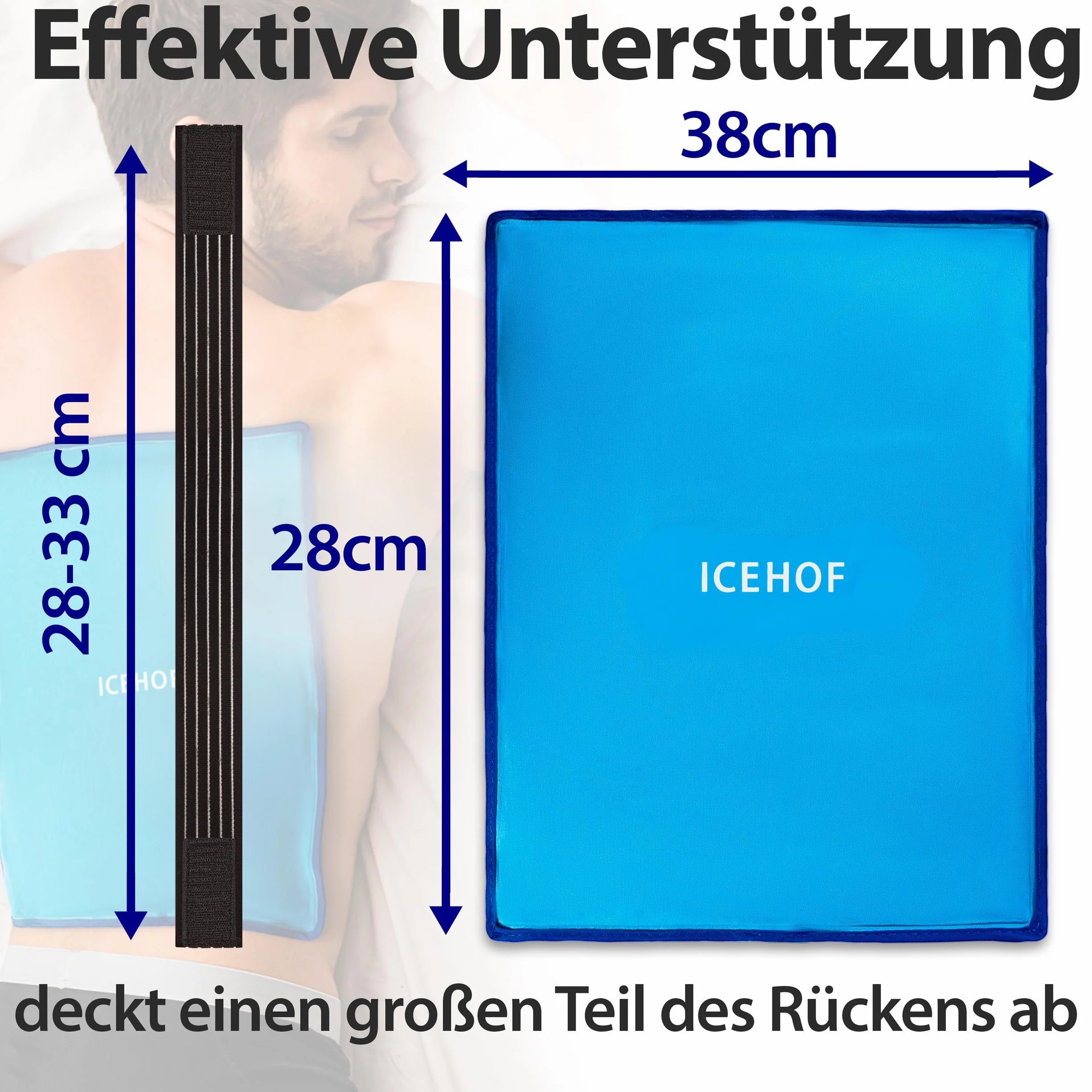ICEHOF Kühlpads XXL Gel Kühlkissen Groß - Kuschelweich, Kühlakku Kühlpack Ice Pack Kältekompresse Eisbeutel Kühlbeutel Gelkissen Coolpack - 38 x 28 cm Kühlkompresse
