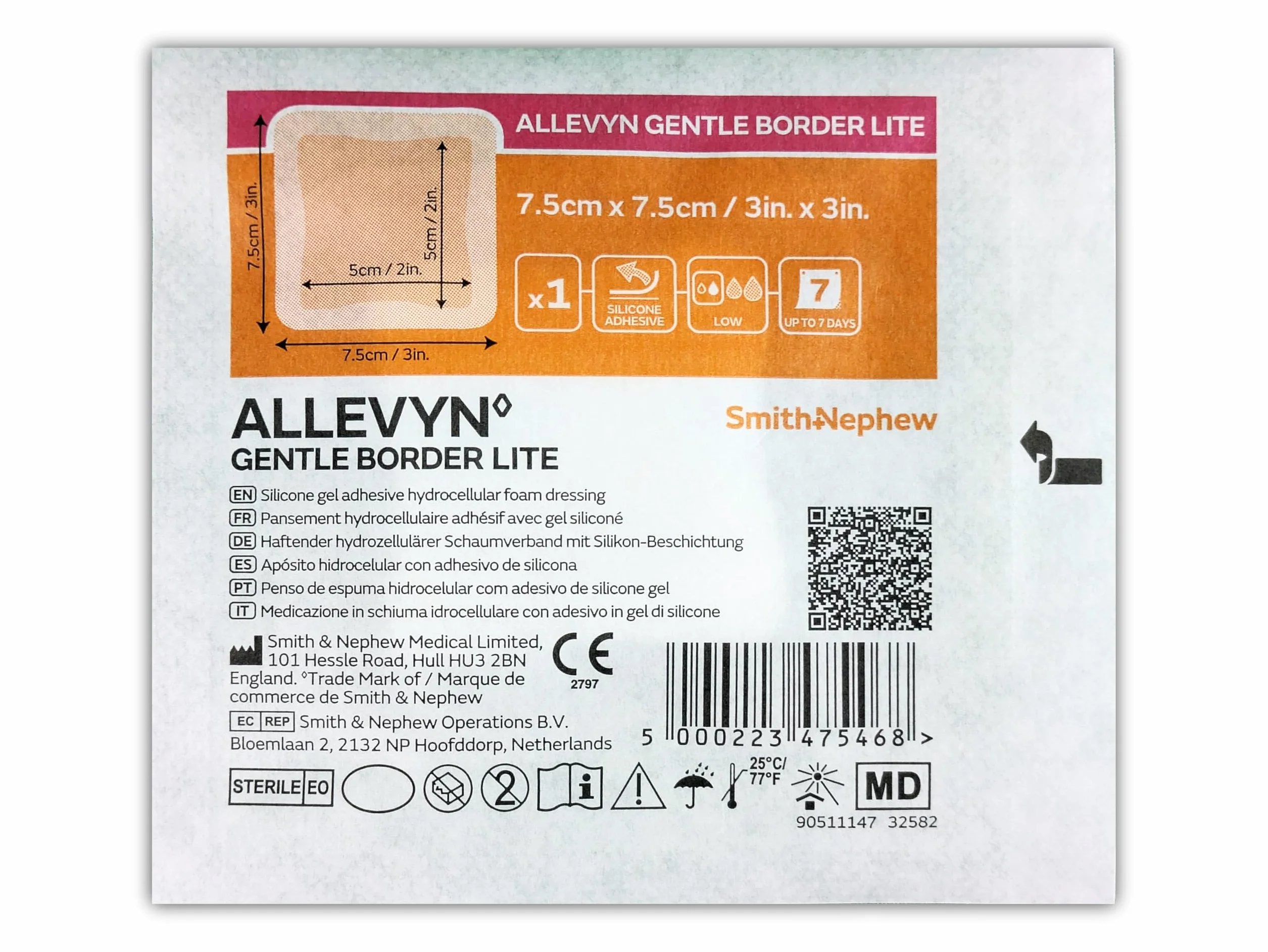 Smith & Nephew 99XX0367 Allevyn delikatny opatrunek obramowania, 7,5 cm x 7,5 cm, 10 sztuk