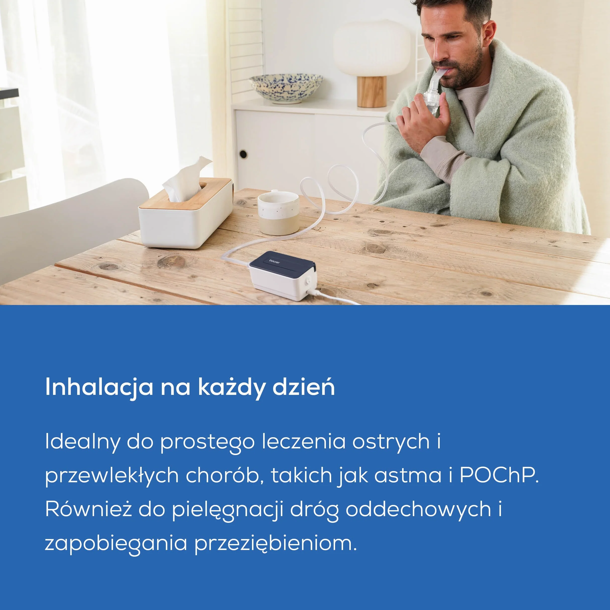 Beurer IH 15 inhalator, do inhalacji przy przeziębieniach i chorobach dróg oddechowych, do nebulizacji leków, mały, lekki, obsługa jednym przyciskiem, idealny na co dzień