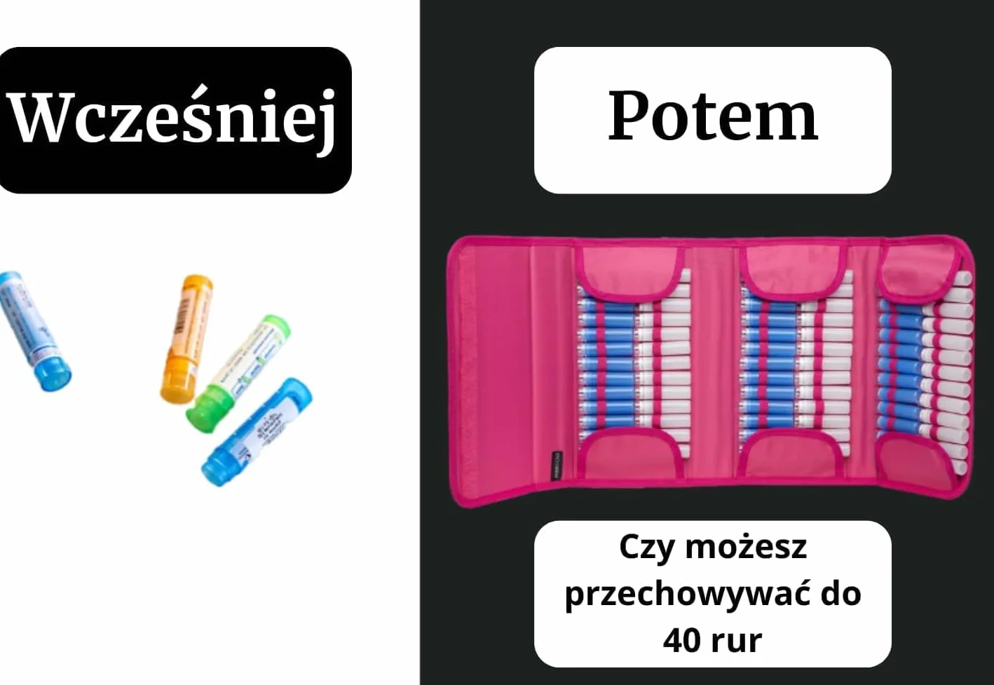Etui Homeopatyczne 40 Przestrzeni na Fiolki Boiron 4 Grama Różowy